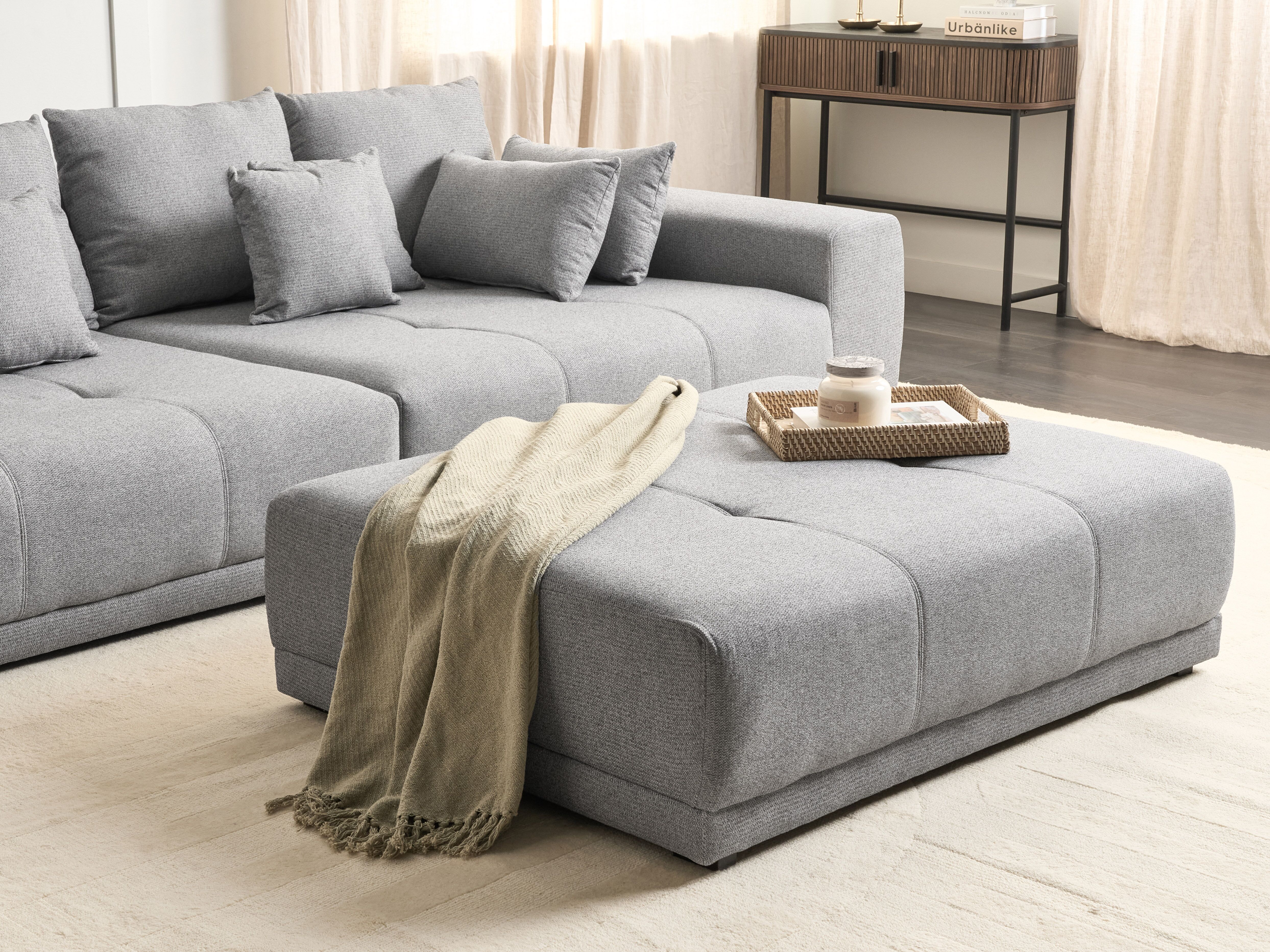 Ottoman TORPO Fabric Grey