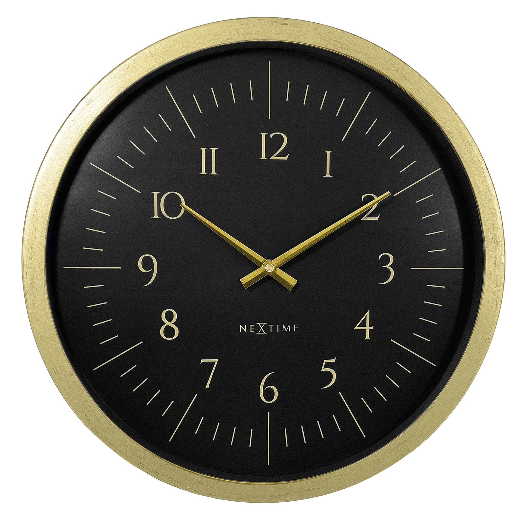 NeXtime - Wandklok 40 cm-Goud Zwart-Plastic-NeXtime 'Galaxy'