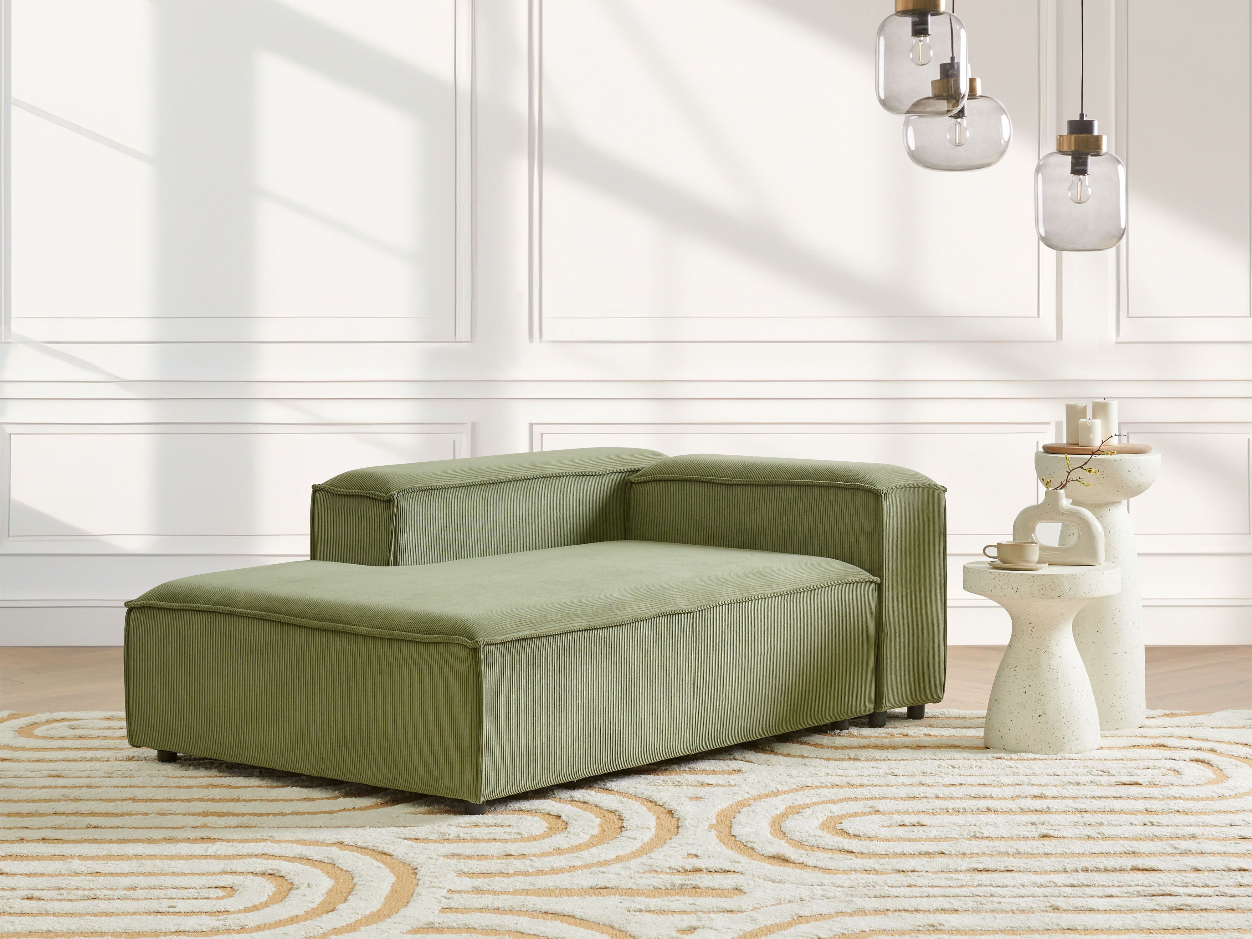 Right-Hand Chaise Lounge ARDAL Corduroy Green