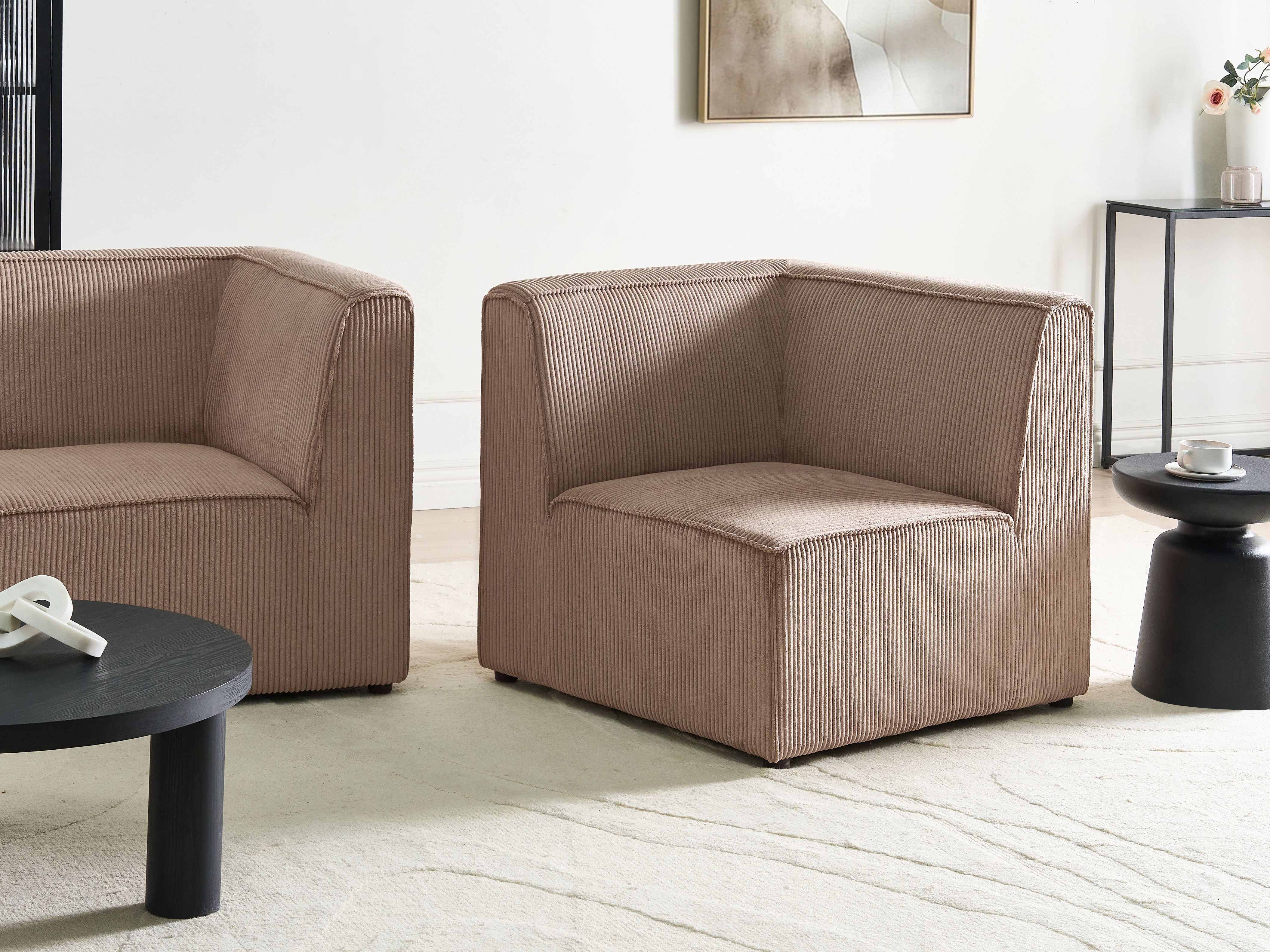 Corner Seat LEMVIG Corduroy Sand Beige Left Hand