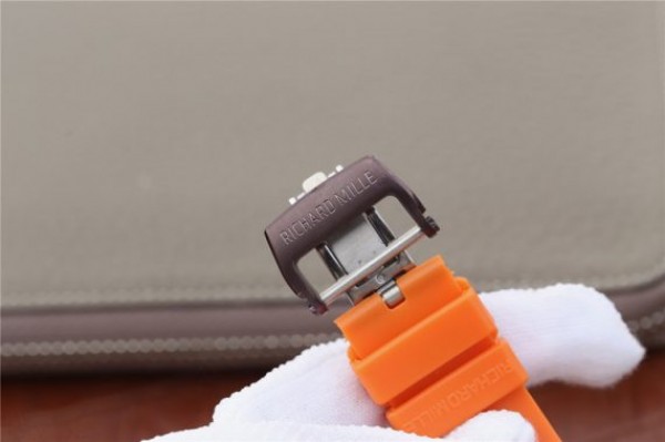 Replica Richard Mille RM011 Felipe Massa RG Chrono Brown Skeleton Dial Orange Rubber Strap A7750 - Top club