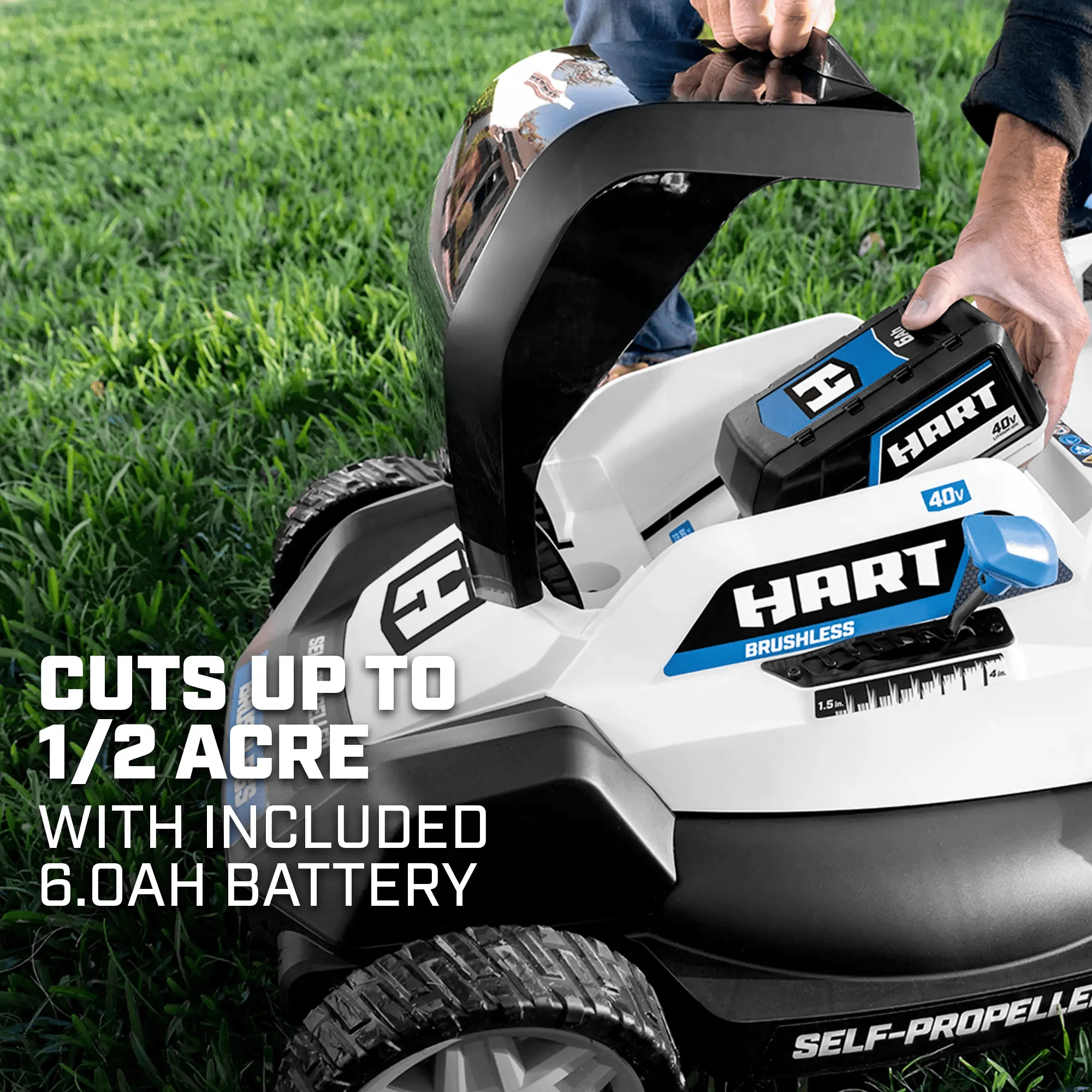 HART 40-Volt 20-inch Self-Propelled Battery-Powered Brushless Mower Kit, (1) 6.0Ah Lithium-Ion Battery - Image 3