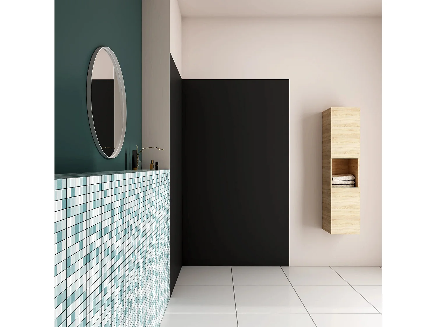 AICA Panneau mural de douche Noir 120x100x210cm,Panneaux muraux salle de bain habillage mural aluminium,avec 2 profilés de finition