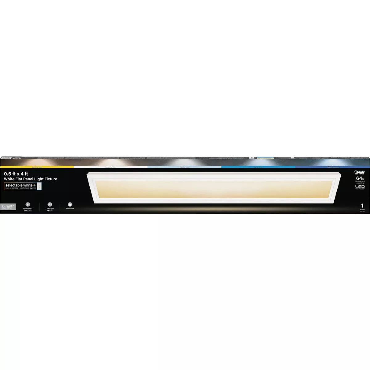 Feit Electric Edge-Lit 6 In. W. x 4 Ft. L. White Dimmable 6-Way LED Flush Mount Light, 1900 Lm.