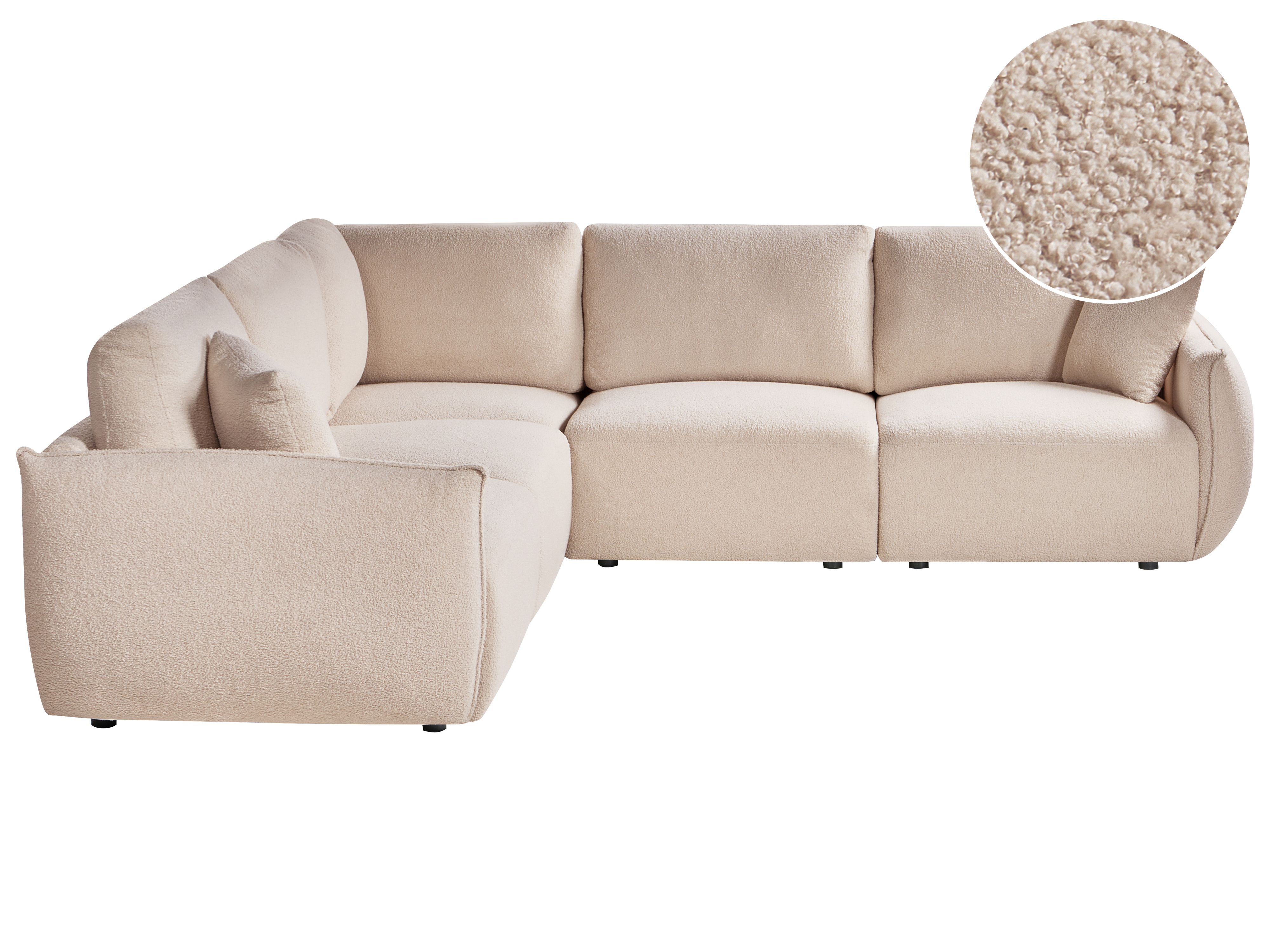 Modular Corner Sofa 5 Seater MESNALI Boucle Beige Right Hand