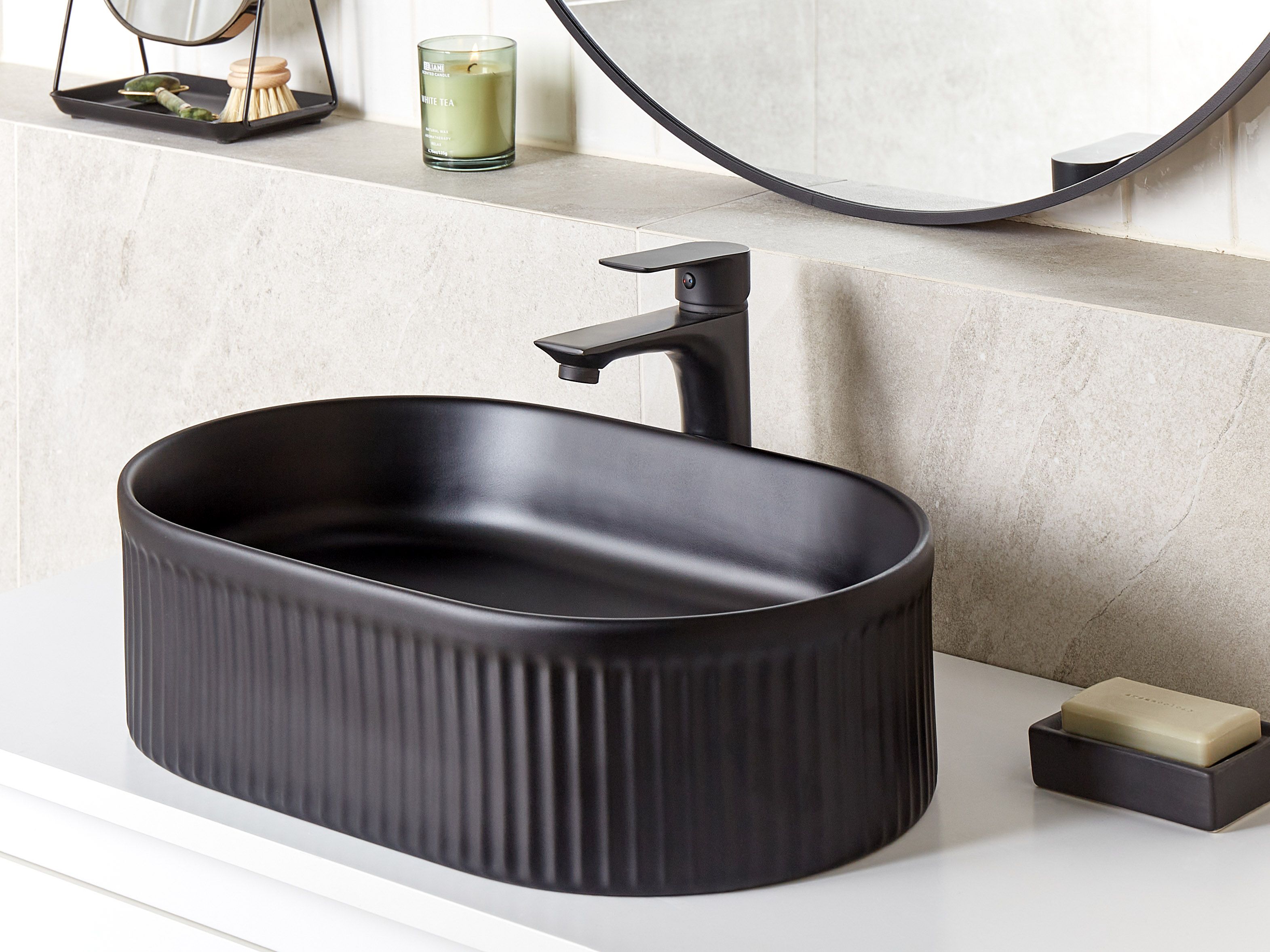 Countertop Basin GELDO 490 x 310 mm Ceramic Black