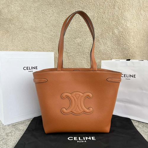 CELINE CABAS ANAIS grained cow leather handbag brown