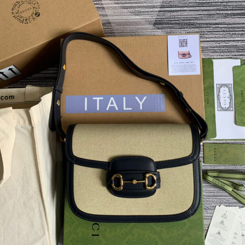 Replica Gucci Horsebit 1955 Small Bag 602204 In Beige Canvas1:1High-quality replica
