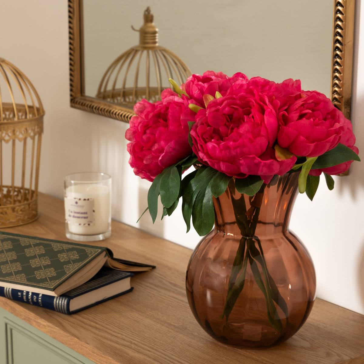 Bouquet of 4 artificial peonies "Bely" Pink, H.31 cm