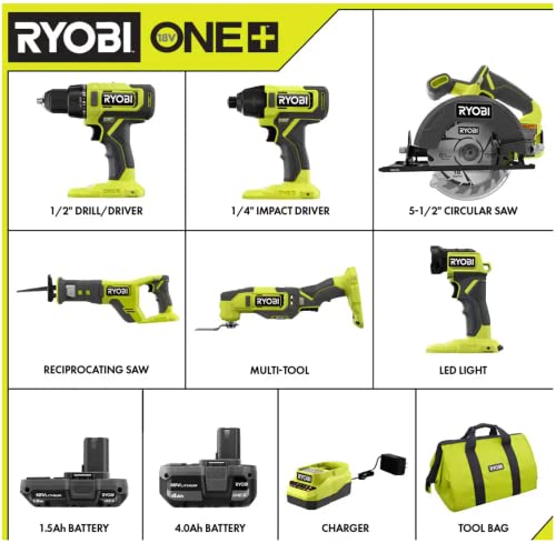 RYOBI ONE+ PCL1600K2 18V Cordless 6-Tool Combo Kit - Image 7