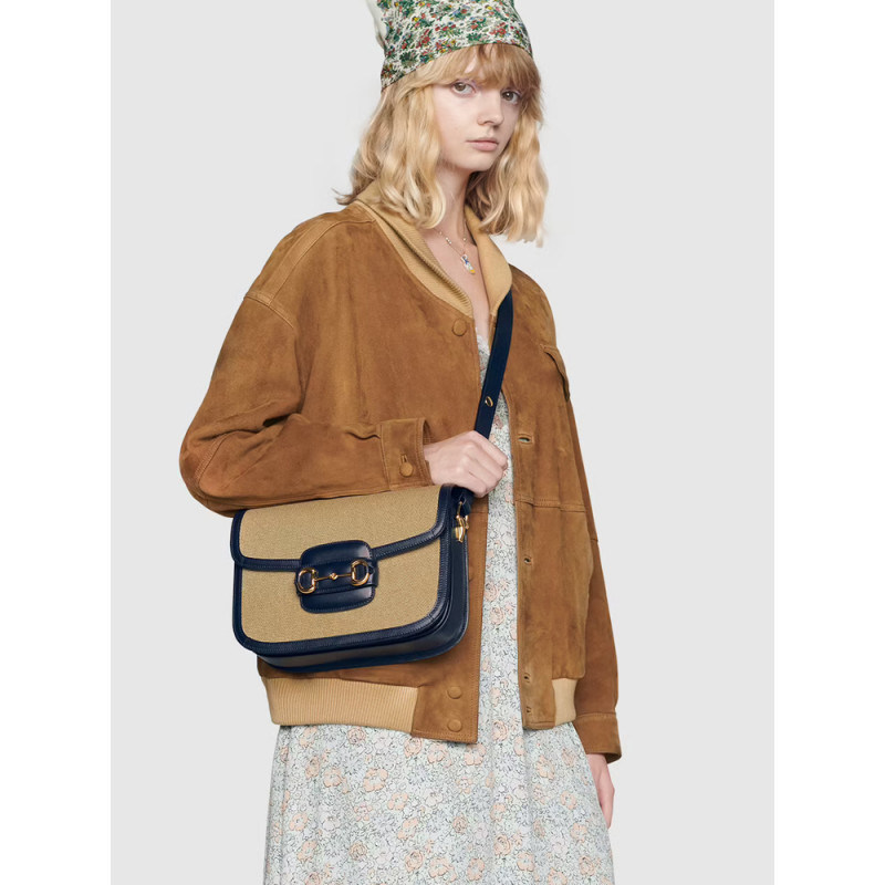 Replica Gucci Horsebit 1955 Small Bag 602204 In Beige Canvas1:1High-quality replica