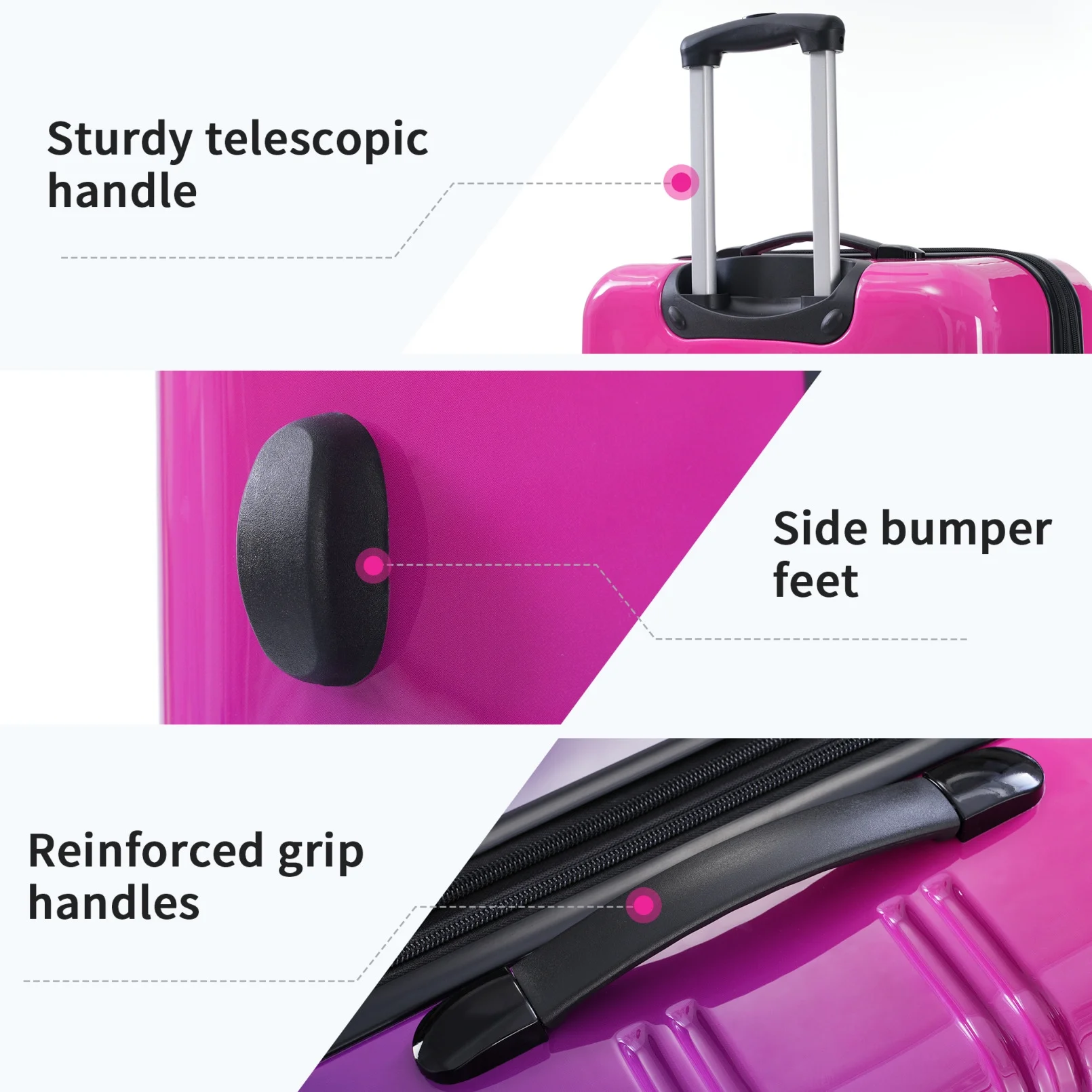 3 Piece Luggage Sets, Hard Shell Suitcase 20/24/28 Inches with TSA Lock and Spinner Wheels, Expandable Lightweight Travel Luggage for Men Women, Multicolor purple - Image 8