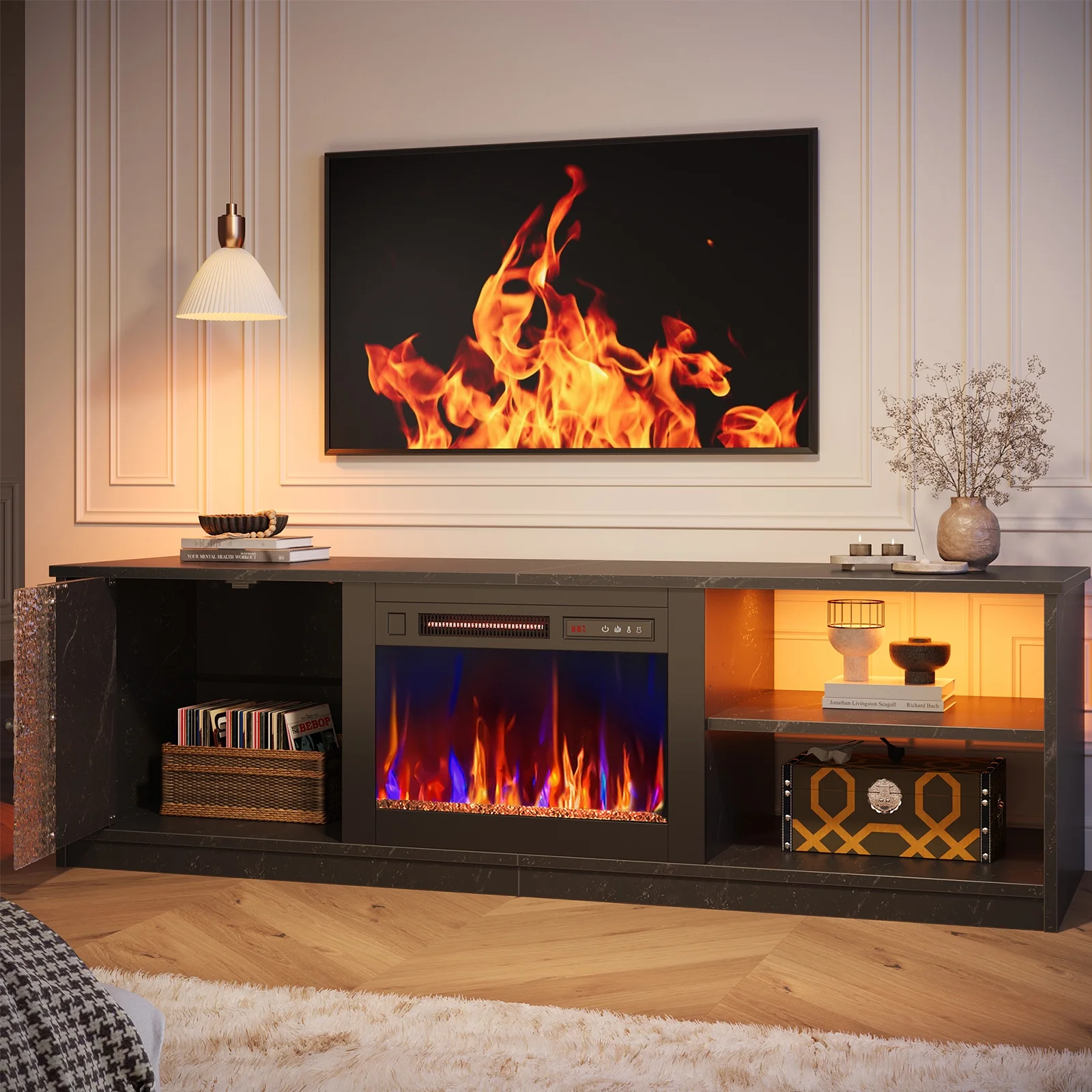 Pinmoco Electric Fireplace TV Stand for TVs up to 70