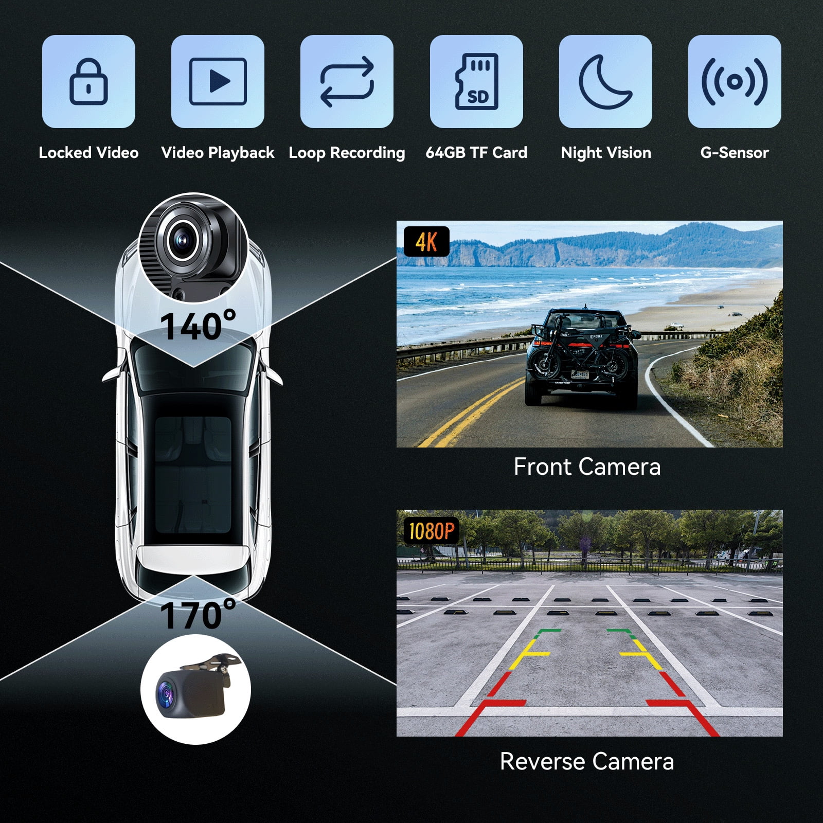 10.26�� Wireless Apple Carplay Screen with Android Auto, 4K Dash Cam, Backup Camera, Bluetooth, GPS, Voice Control - Image 4