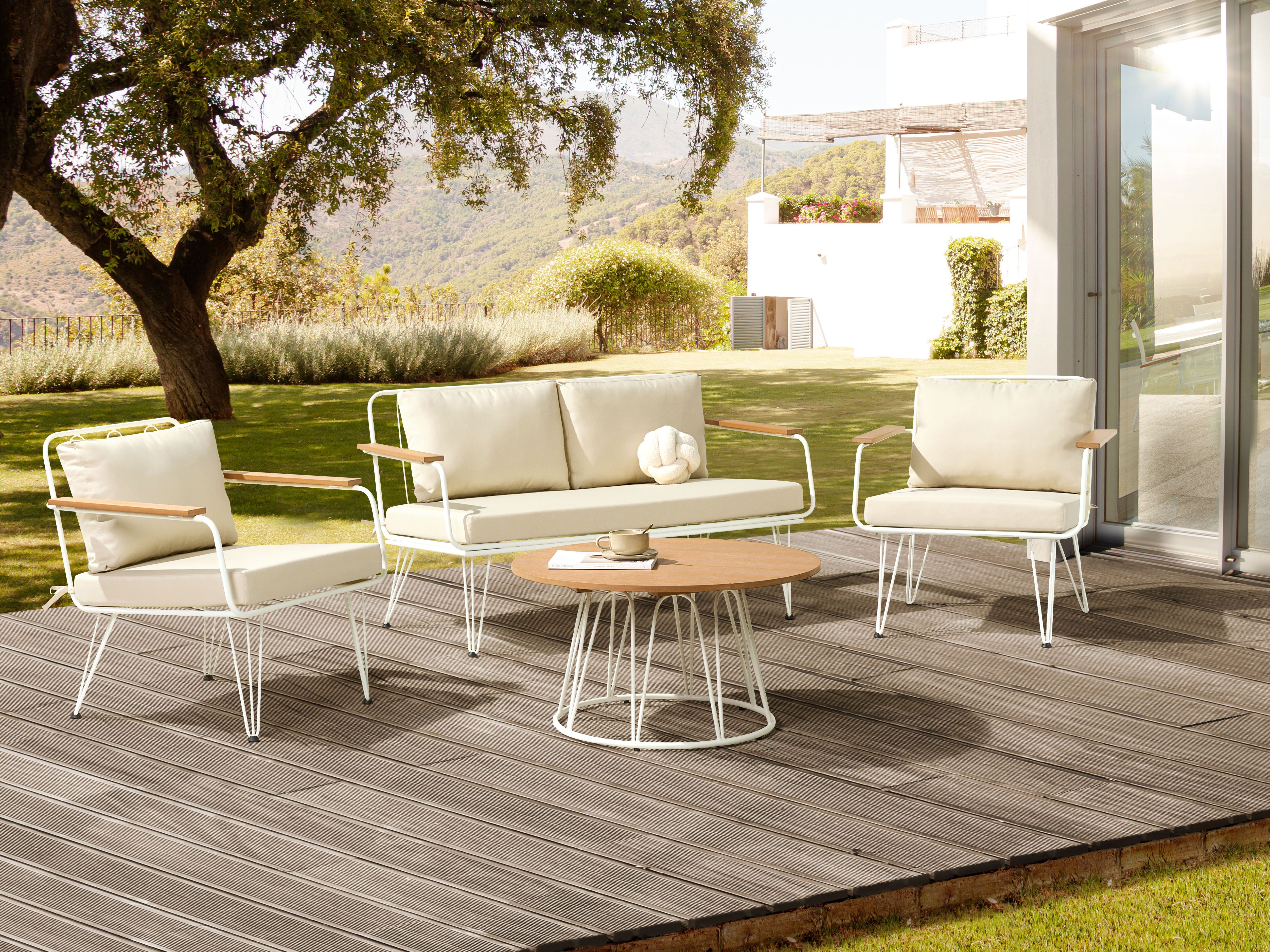 Garden Lounge Set with Table 4 Seater MONTESILVANO Metal Light Beige