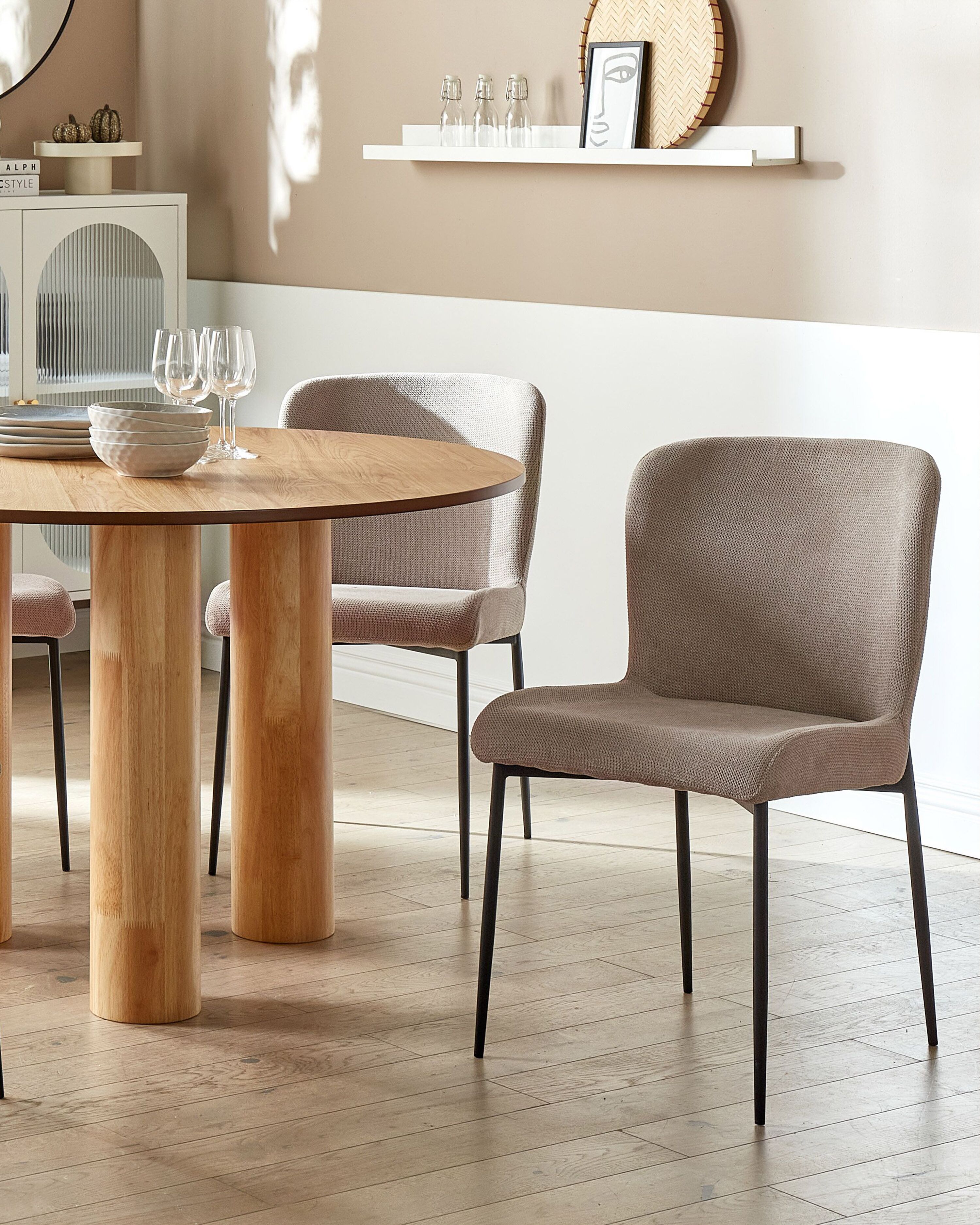Set of 2 Dining Chairs ADA Fabric Taupe