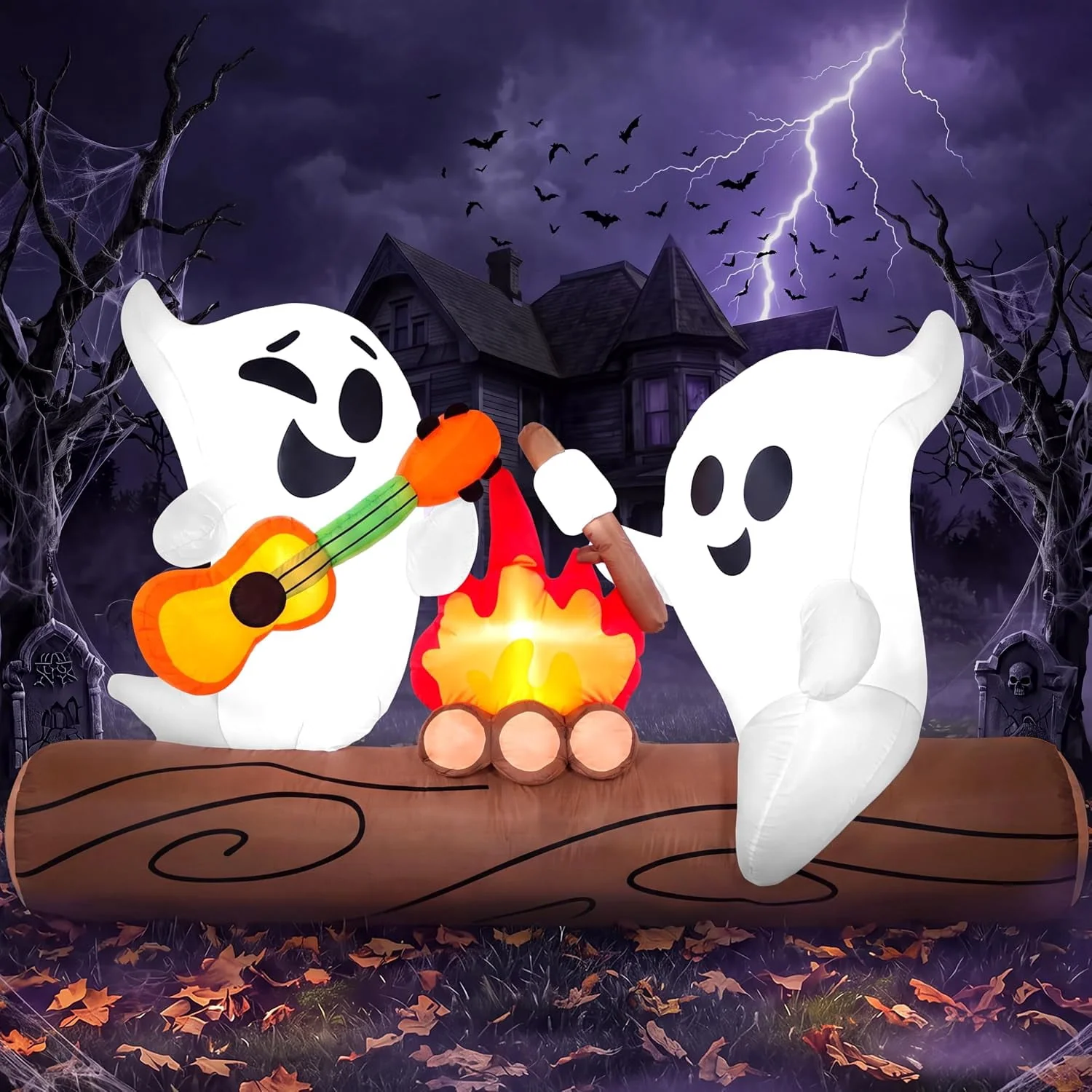 Joyfy 5ft Halloween Inflatables Light up Cute Ghost - Image 15 Joyfy 5ft Halloween Inflatables Light up Cute Ghost - Image 15