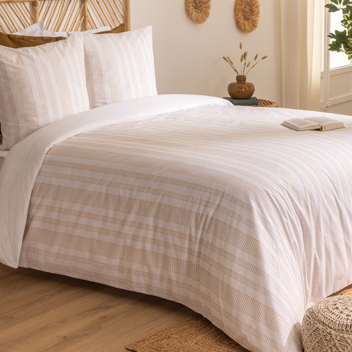 Bed linen set "Isao" Cotton, White/Yellow, 240x220 cm