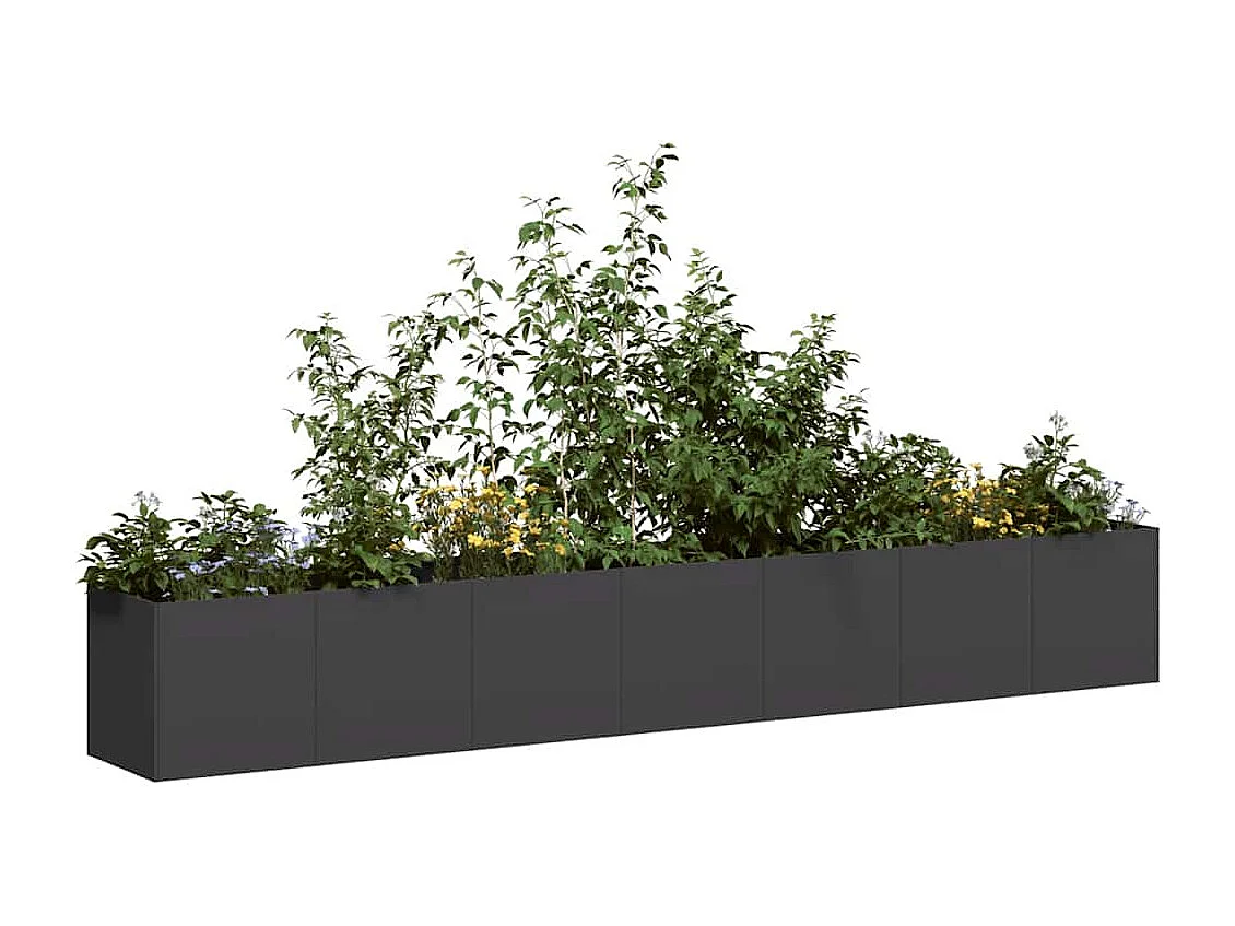 Jardinière noir 280x40x40 cm acier laminé à froid