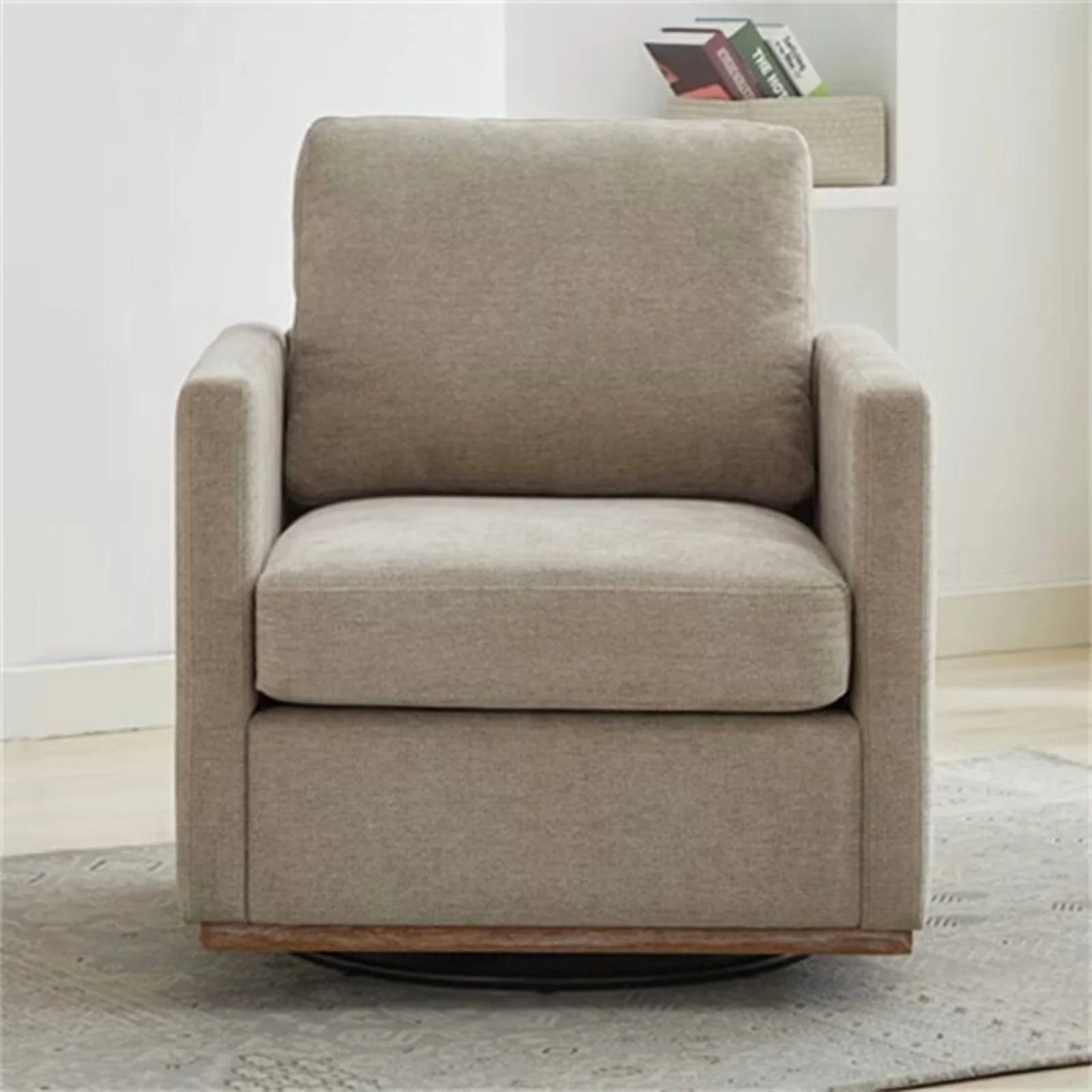 Swivel Accent Chair, Modern Chenille Upholstered Lounge Chair Armchair with 360 Degree Swiveling Base, Leisure Club Chair Comfy Accent Single Sofa Chair for Nursery Bedroom Living Room, Taupe