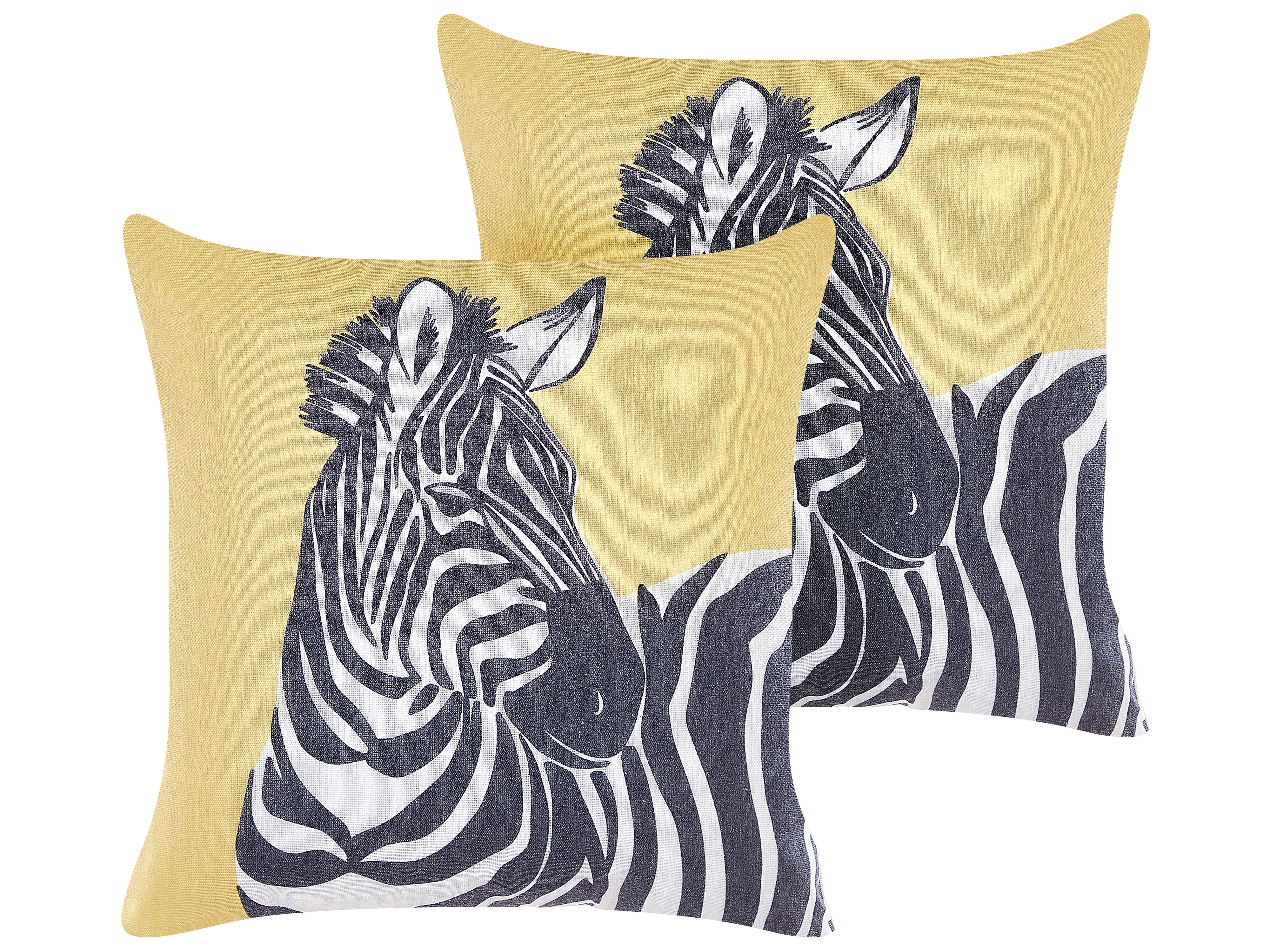 Set of 2 Decorative Cushions MANKETTI 45 x 45 cm Yellow Animal Pattern