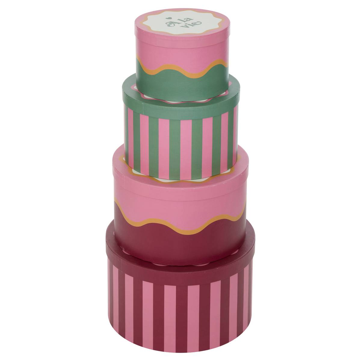 Set of 4 "Cherie" Boxes Red, 25x15 cm