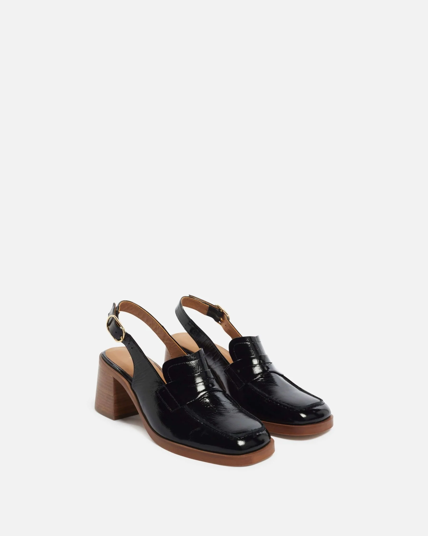 MOCASSINS MARIANE/CRK - En cuir craquelé à talons noir