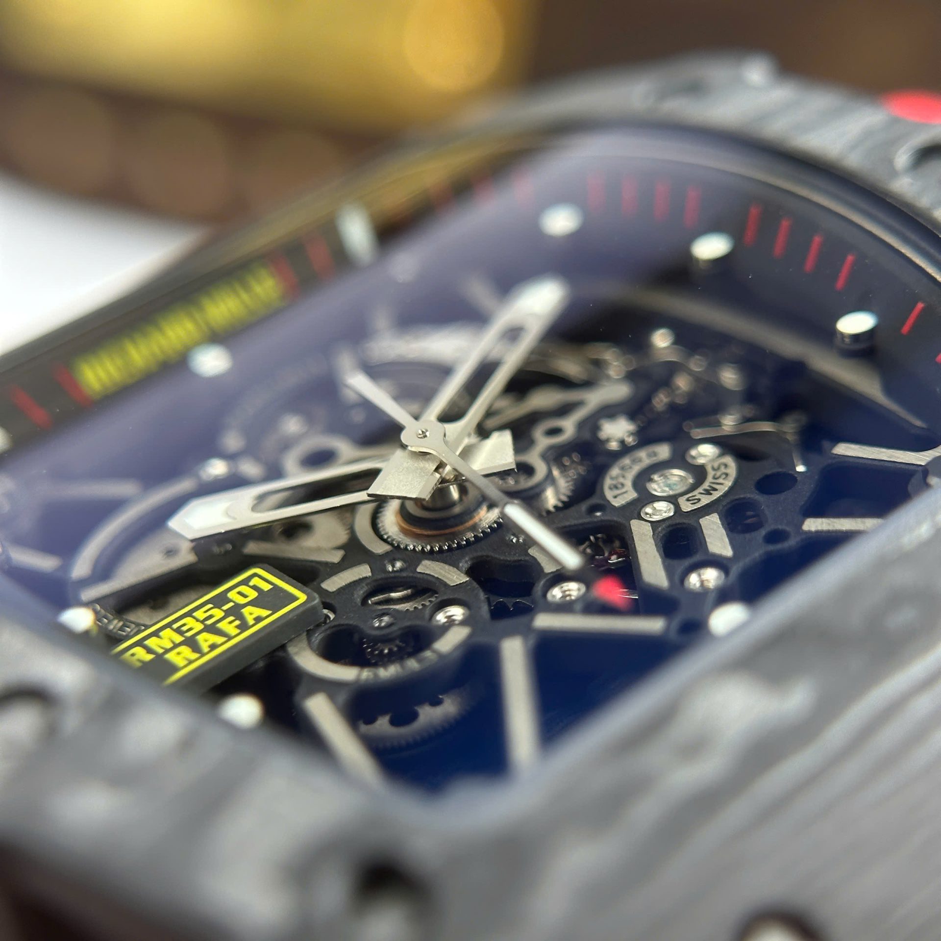 Richard Mille RM35-01 Rafael Nadal Carbon NTPT Copies Watches Red Rubber Strap ZF Factory 49,9x43mm - Top club