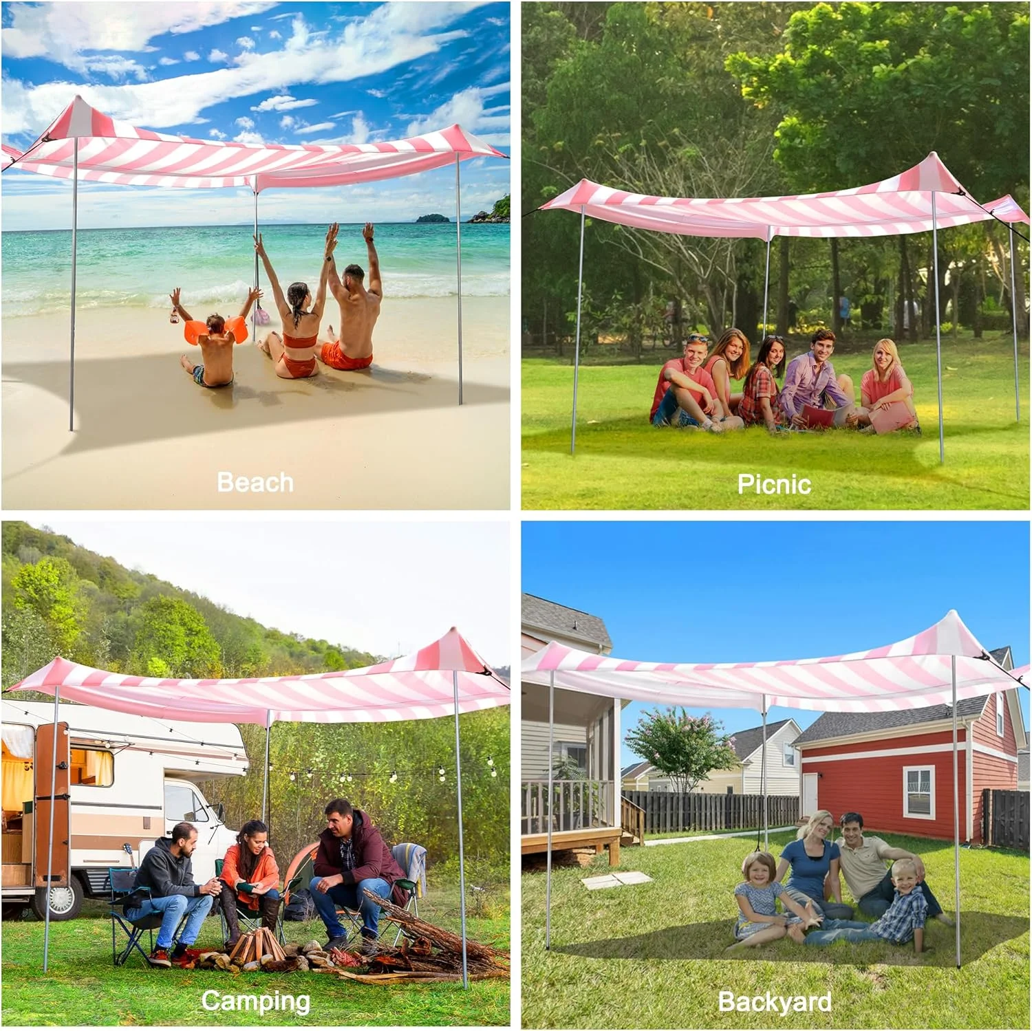 Beach Tent, UPF 50+ Beach Canopy Sun Shade, Portable 10×10 FT Large Pop-Up Beach Tent Sun Shelter with Sand Anchors, Ground Pegs, Easy Setup for Beach, Camping, Park, and Backyard Fun - Image 33