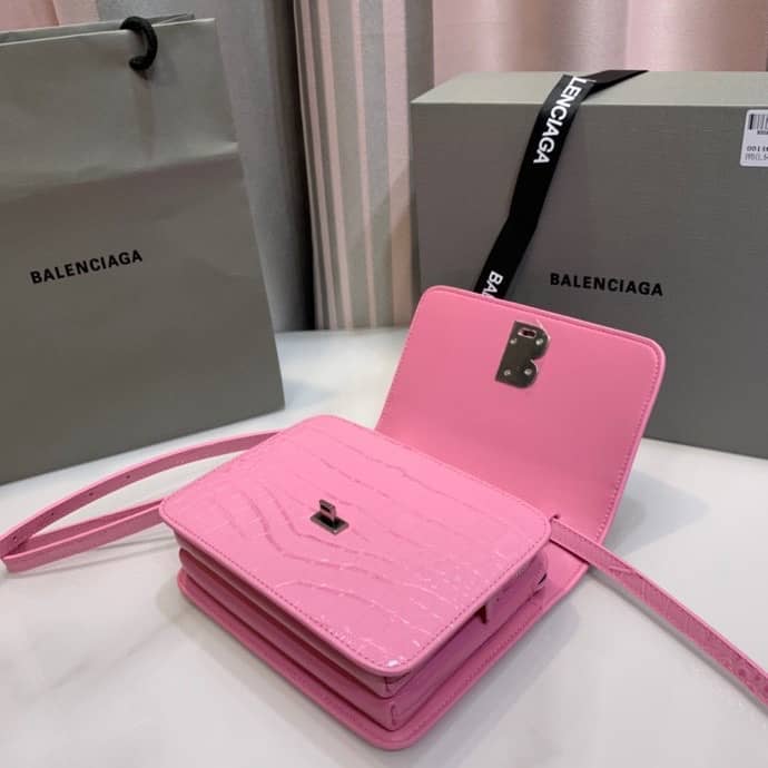Balenciaga Crocodile Embossed Box Replica Shoulder Bag - Replicaclubs