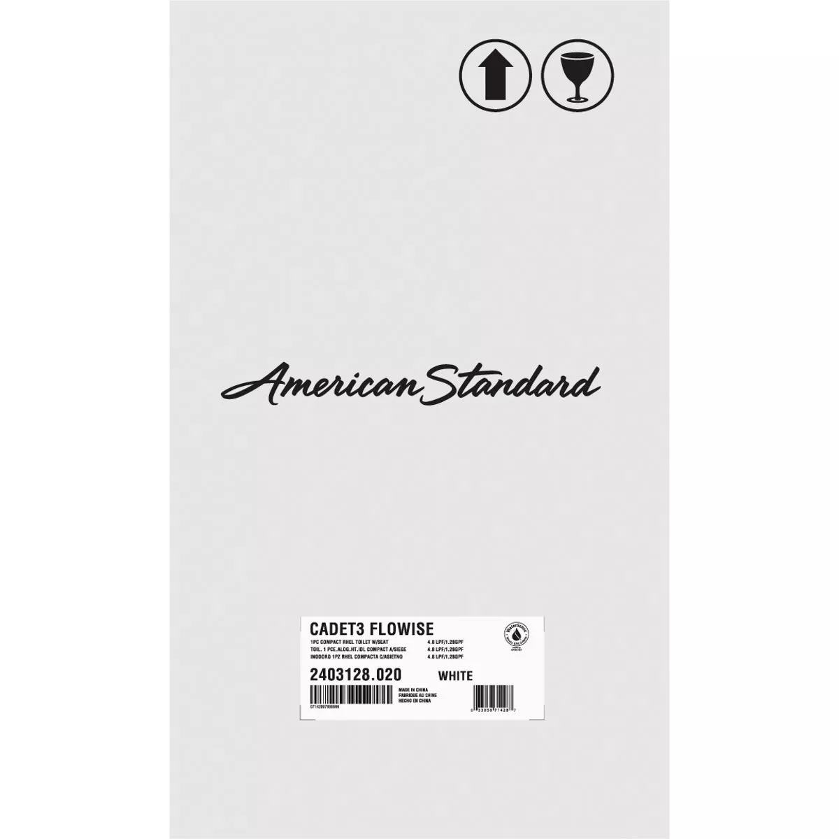 American Standard Cadet 3 Compact White Right Height Elongated Bowl 1.28 GPF Toilet