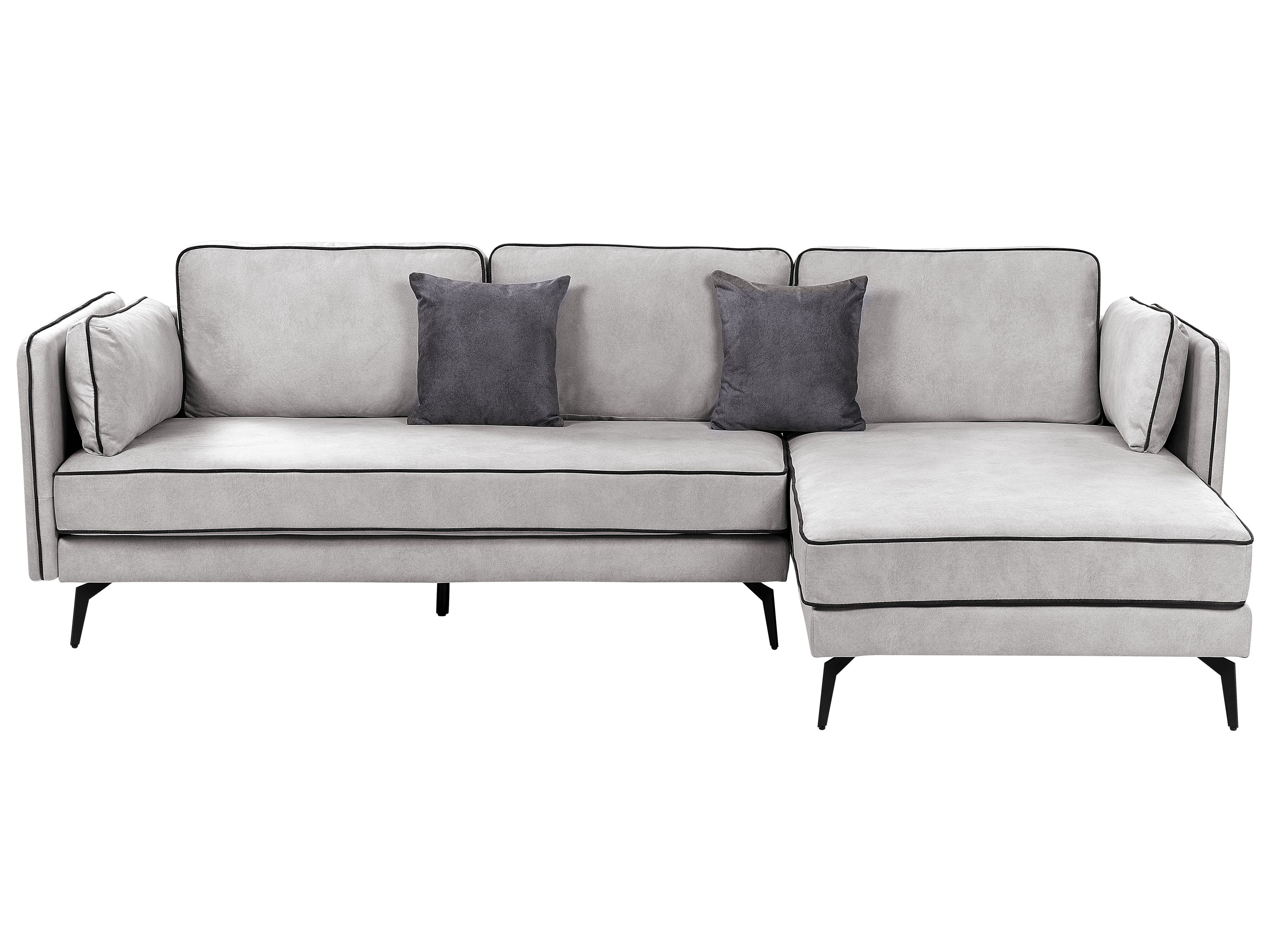 Corner Sofa 3 Seater ALTAN Velvet Light Grey Left Hand