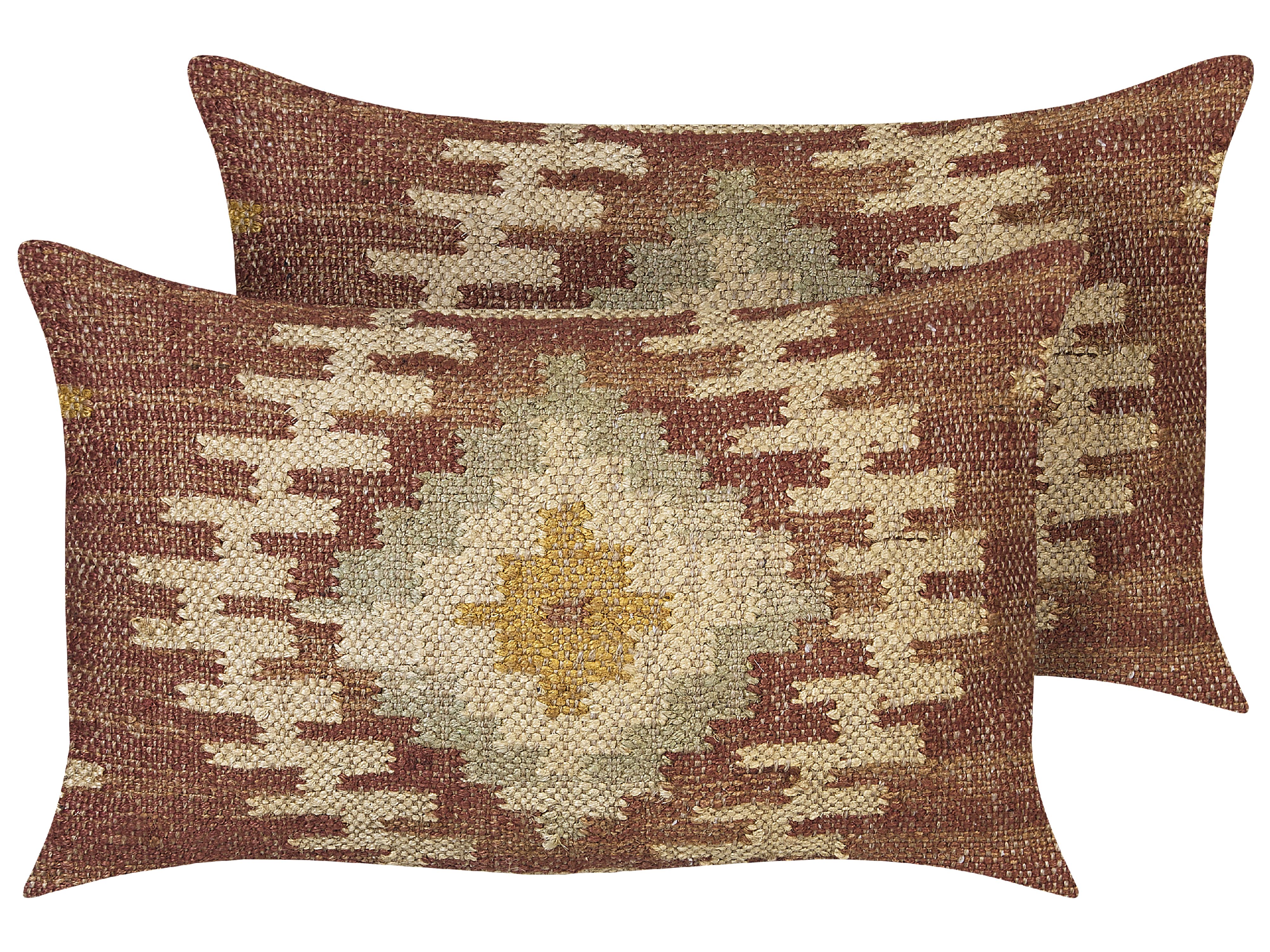 Set of 2 Decorative Cushions BEEL Jute 30 x 50 cm Multicolour Oriental Pattern