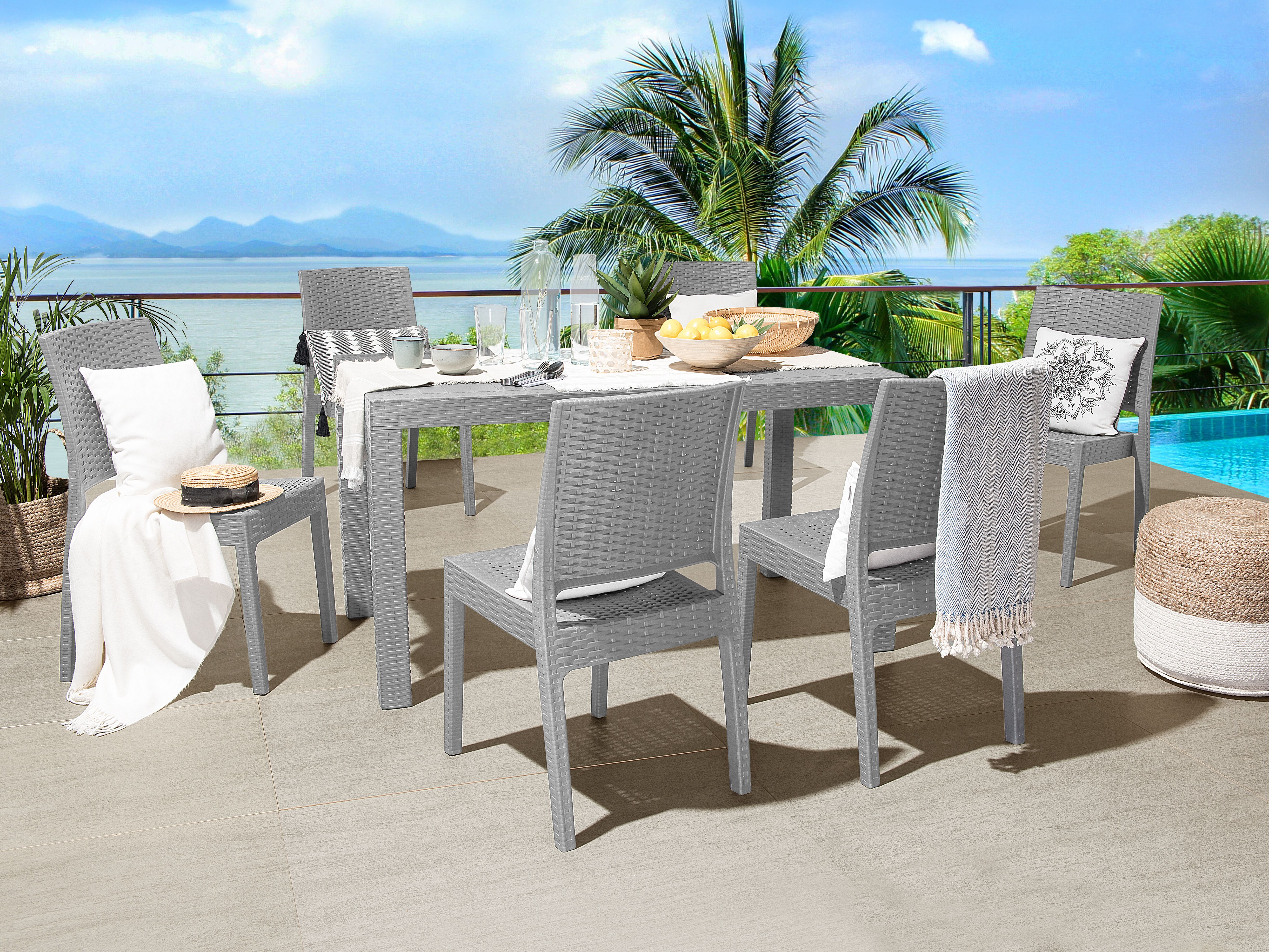 Garden Dining Table FOSSANO 140 cm 80 cm Light Grey