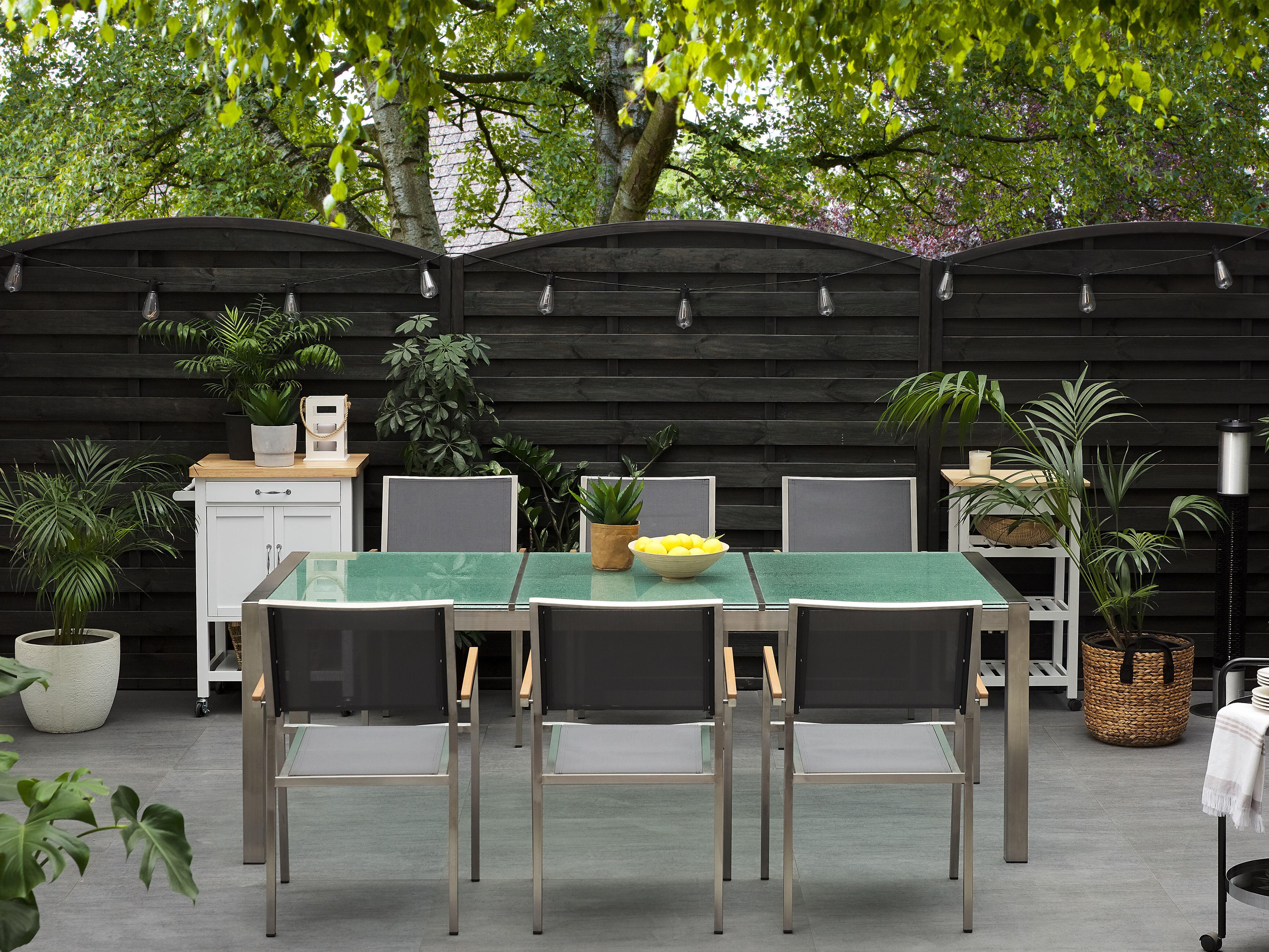 Garden Dining Table GROSSETO 220 cm 100 cm Cracked Glass Transparent