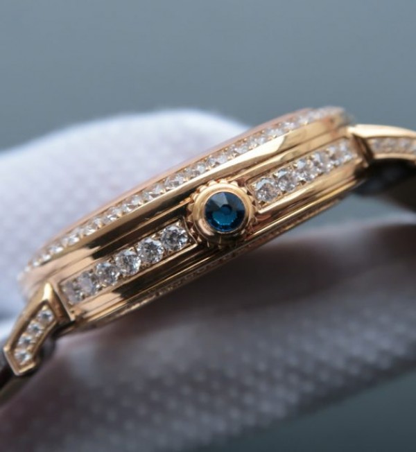 Replica Cartier Tourbillon YG Diamonds Dial Bezel Leather Strap - Top club