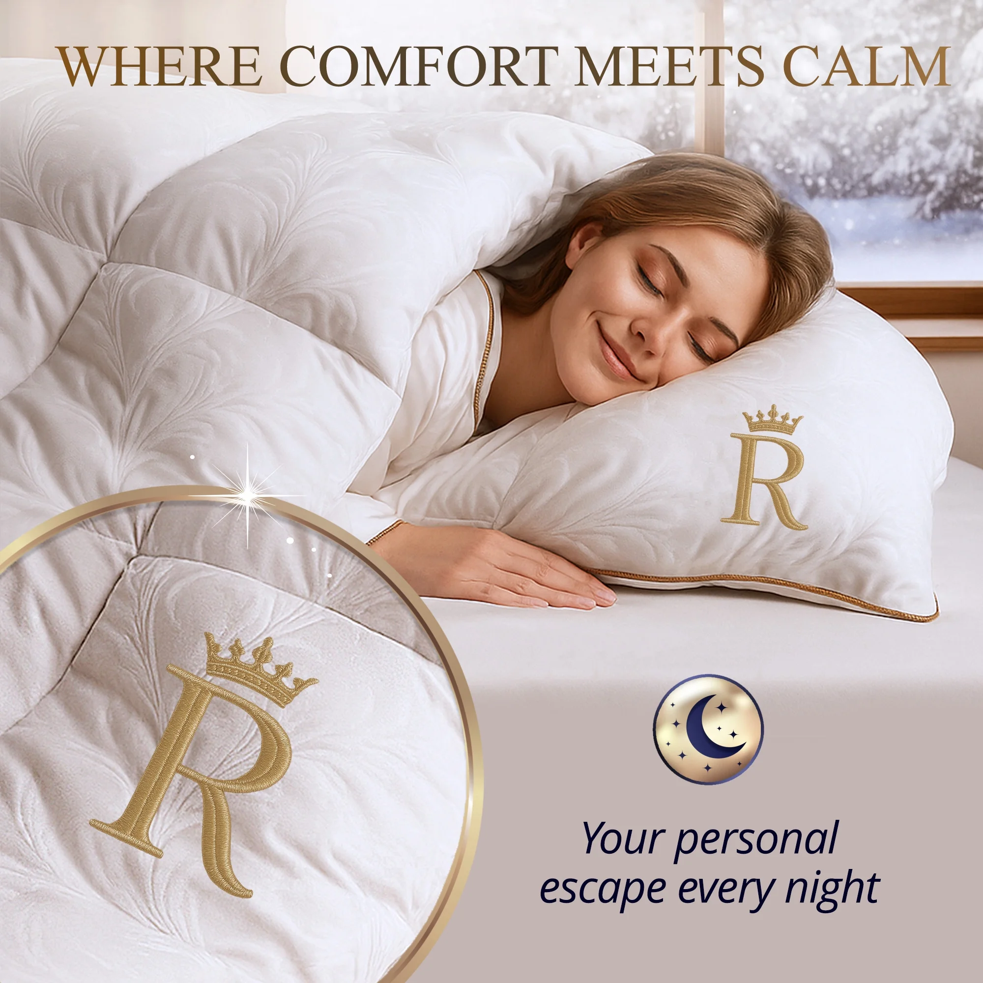 Royal Therapy Queen Size Comforter �C White Comforter, Down Alternative Bed Comforter, Fluffy Duvet Insert, Cool And Comfortable - Image 10