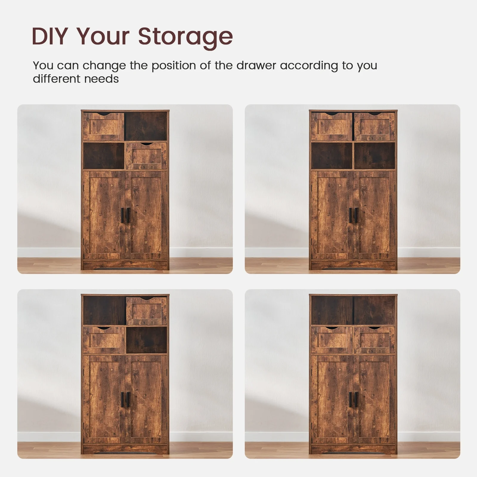 FANGSUM Rattan Storage Cabinet with 2 Drawers & 2 Shelves, Floor Cabinet for Living Room - Image 22