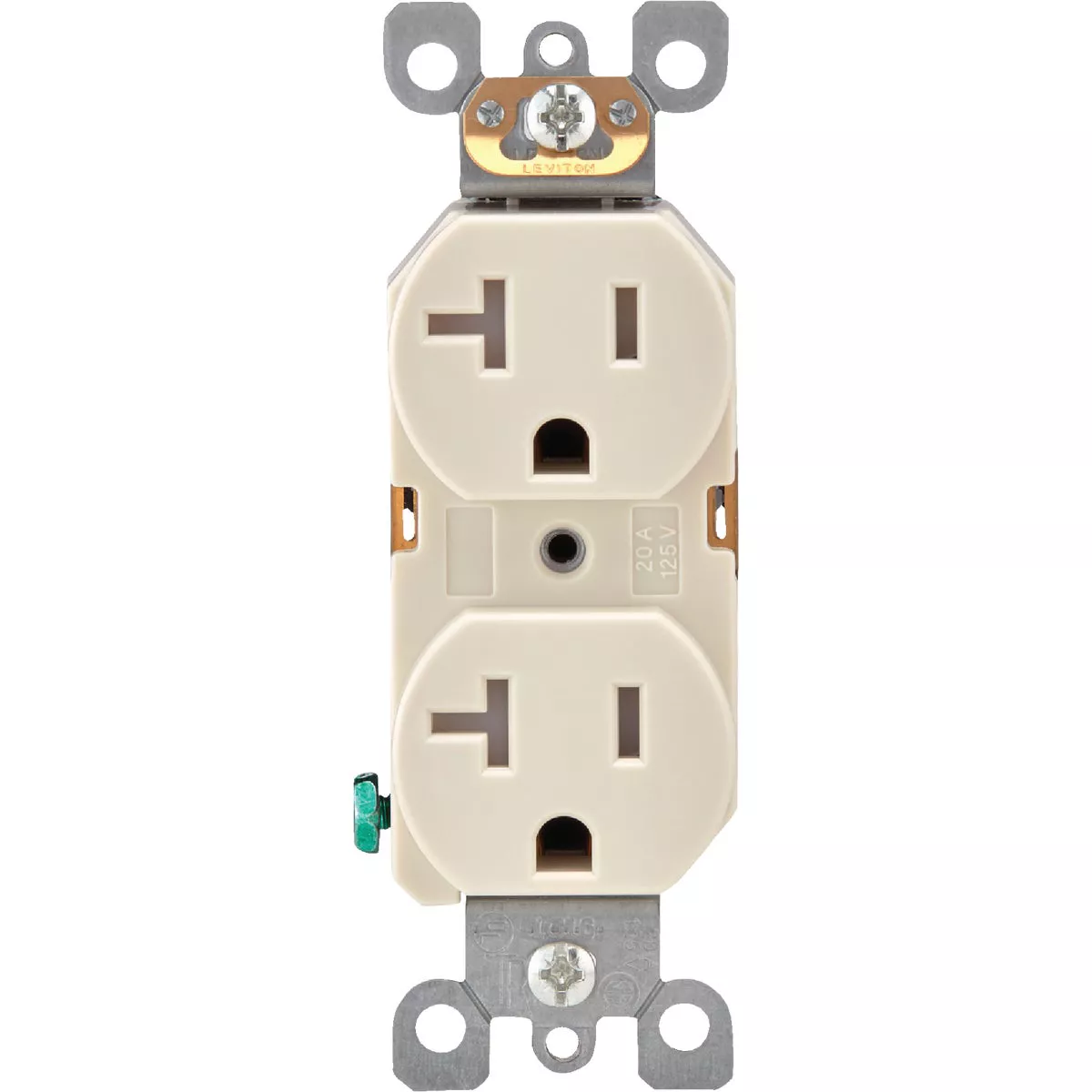 Leviton 20A Light Almond Tamper Resistant Residential Grade 5-20R Duplex Outlet
