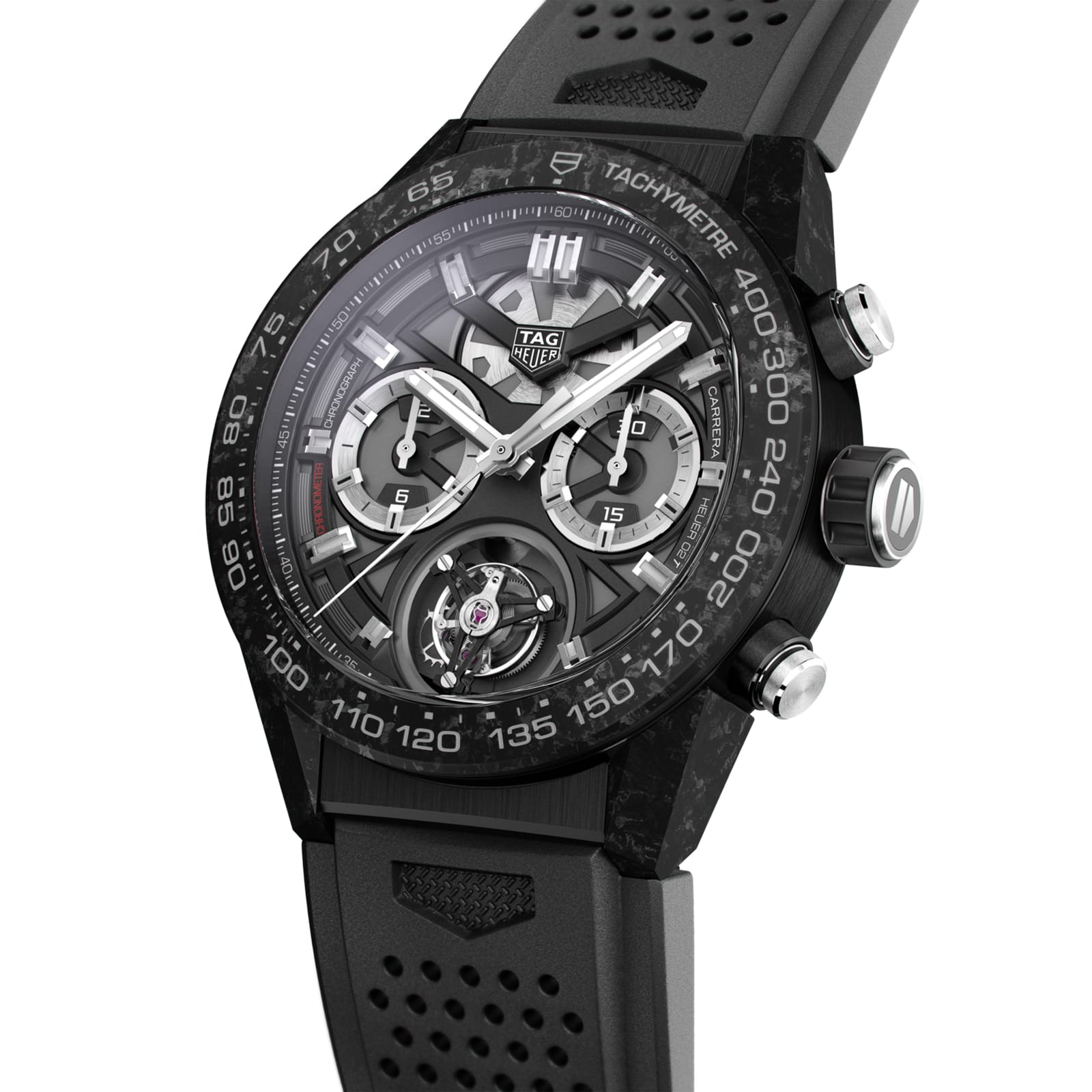 TAG Heuer Replica Watch Carrera Chronograph Tourbillon Automatic 45 mm Titanium Carbon(1:1 replica) - Elite Watch Atelier