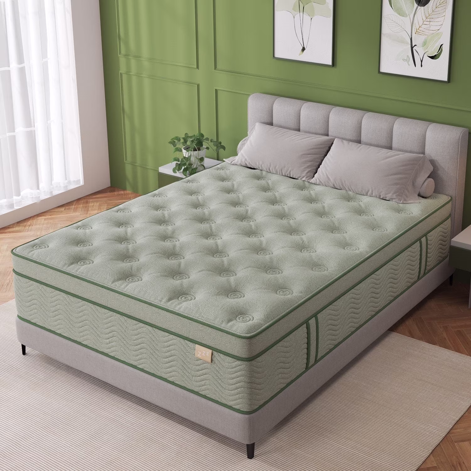 Viscountess 14inch Queen Mattress with Gel Memory Foam Medium Firm Euro Top Hybrid Mattress Queen Size in a Box,Adult