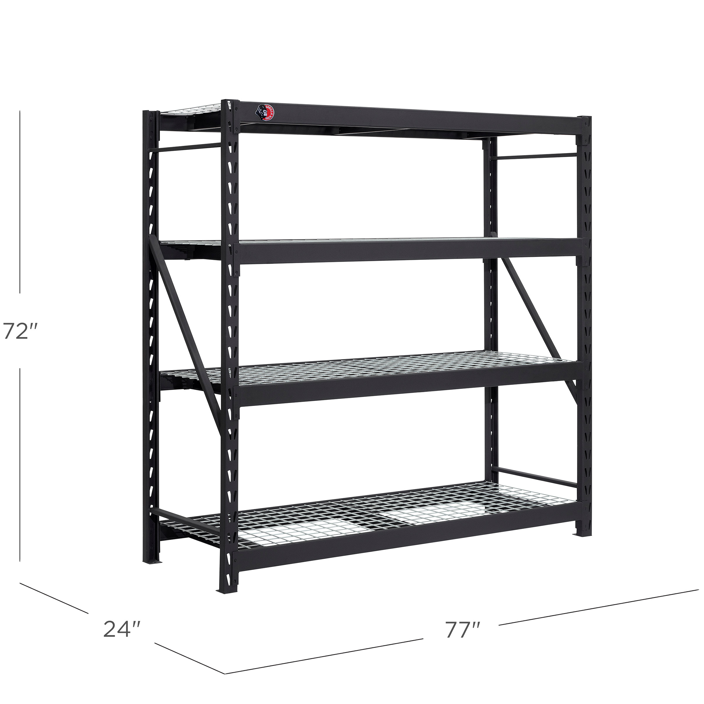 Gorilla Rack Industrial Shelving, 77” x 24” x 72'