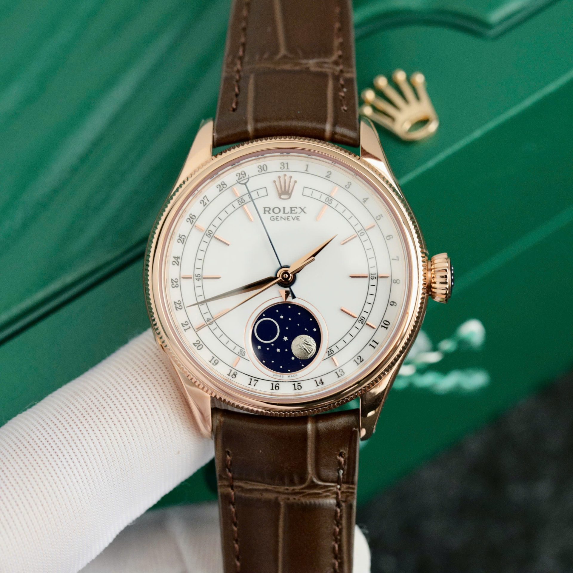 Rolex Cellini Moonphase 50535 Replica Watch Leather Strap 39mm - Top club