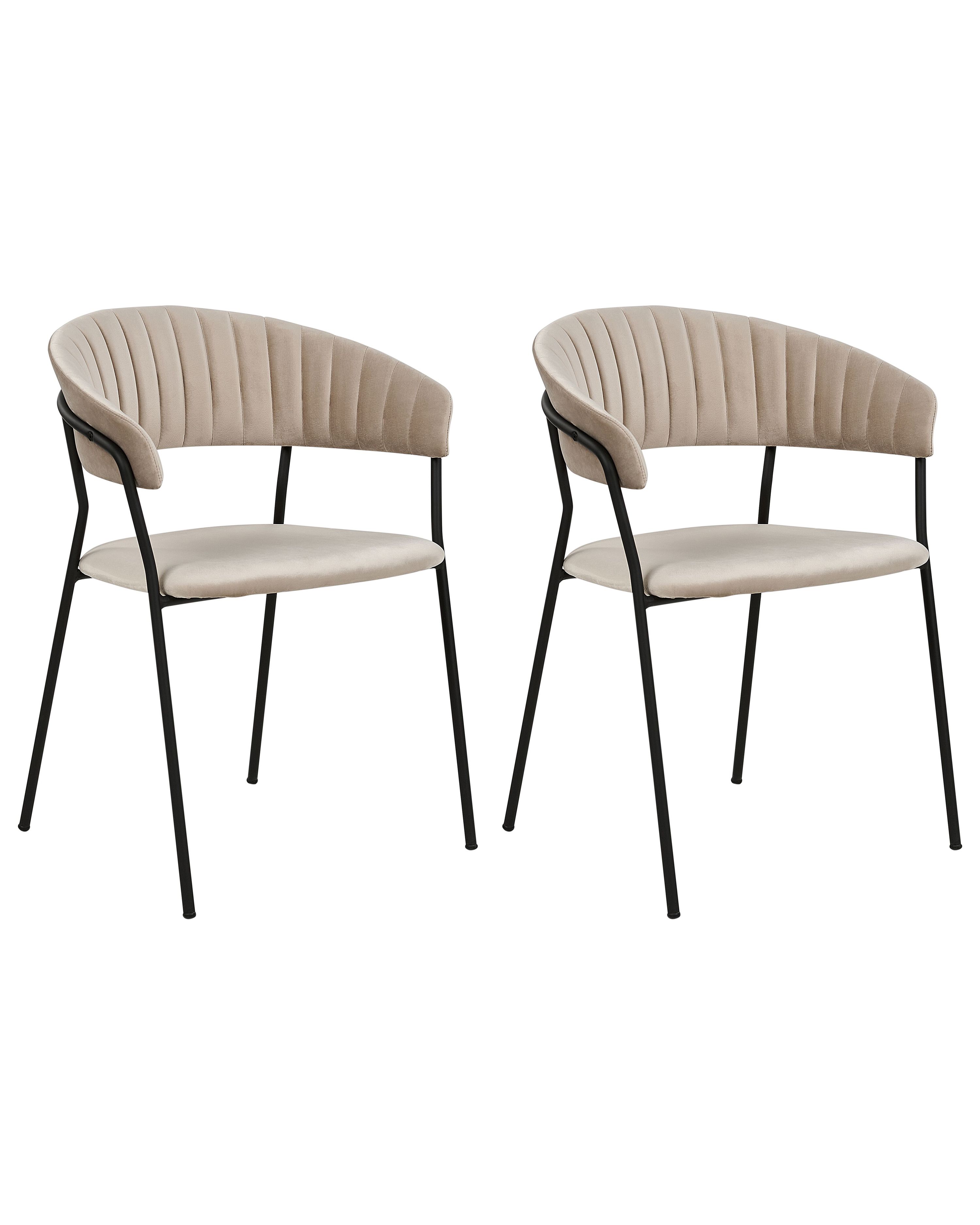 Set of 2 Dining Chairs MARIPOSA Velvet Taupe