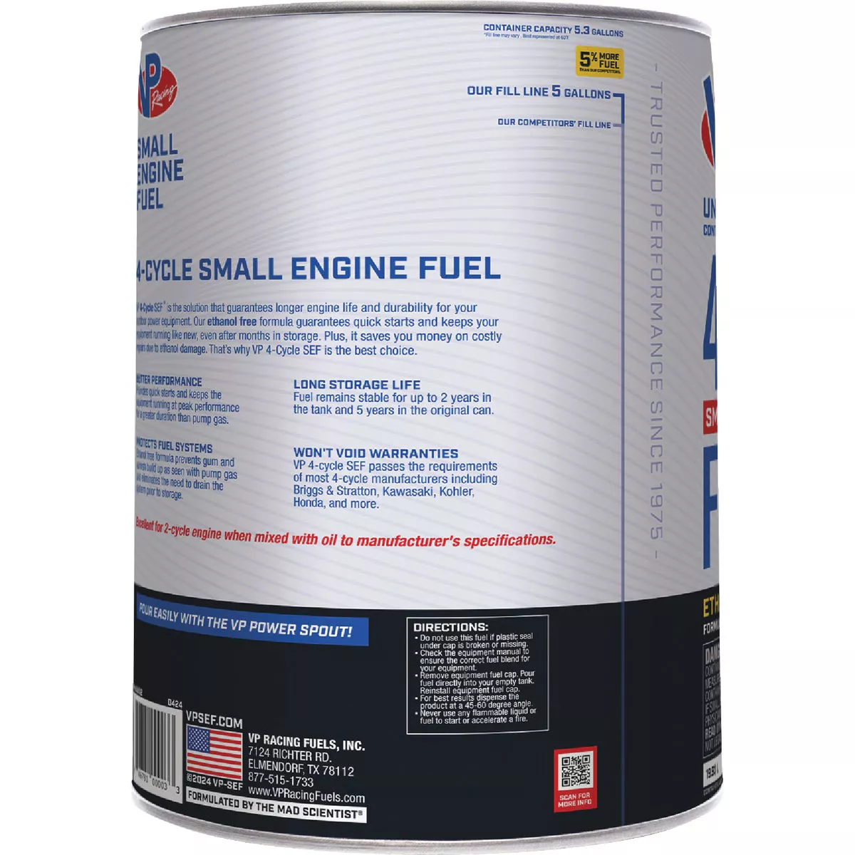 VP Racing Fuels 5 Gal. Ethanol-Free 4-Cycle Fuel