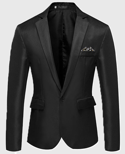 Elegant Plain Lapel Collar One Button Blazer