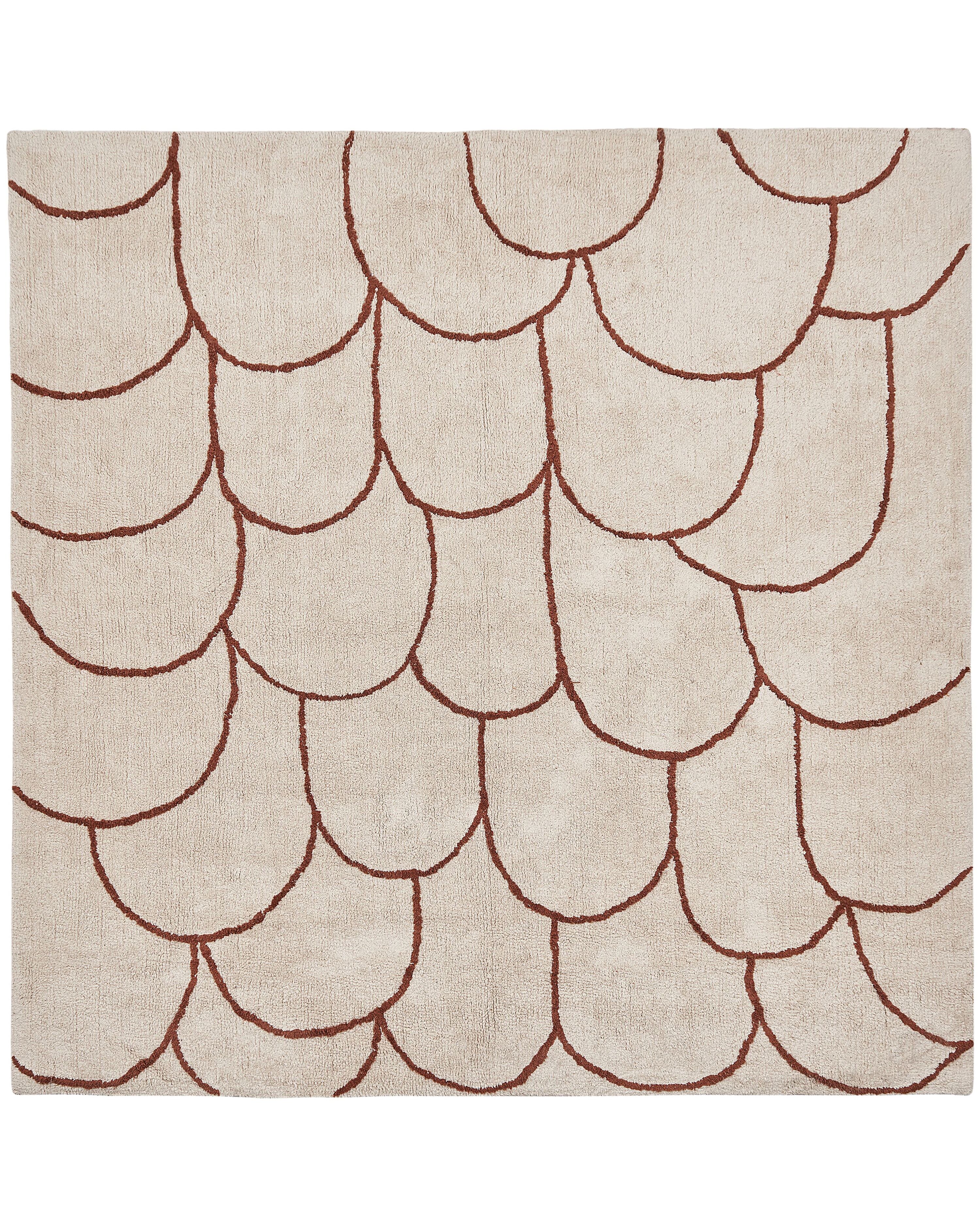 Rug AVDAN Beige 200 x 200 cm Cotton