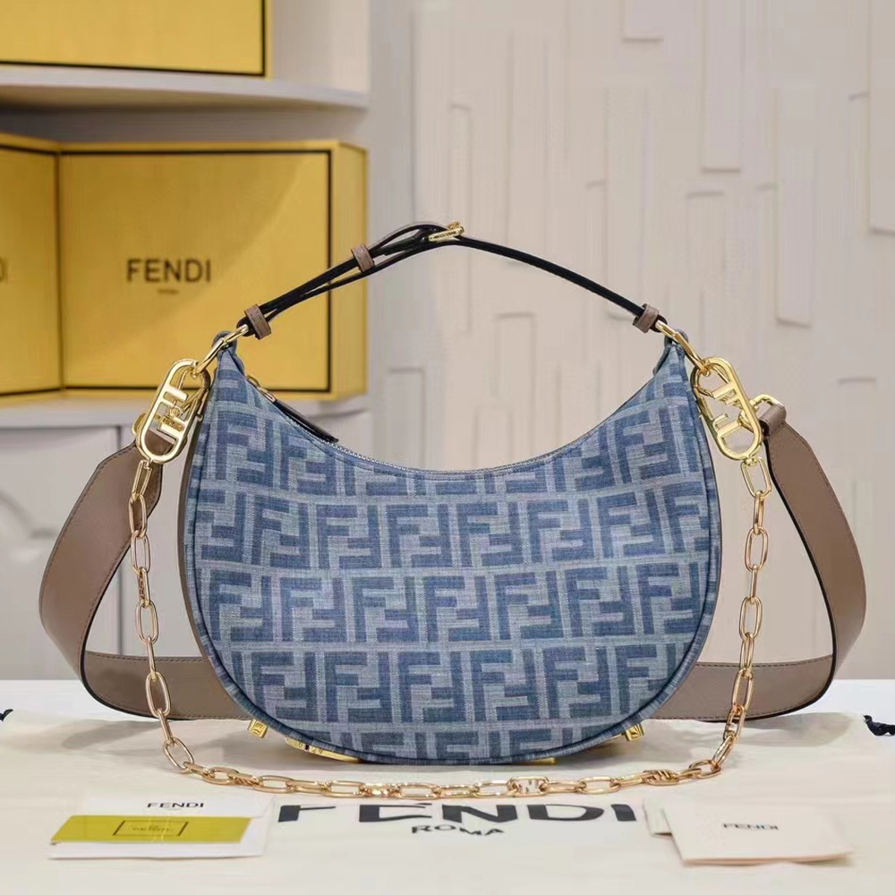 Fendi graphy Small Light blue FF denim fabric bag (Replica) - Replicaclubs