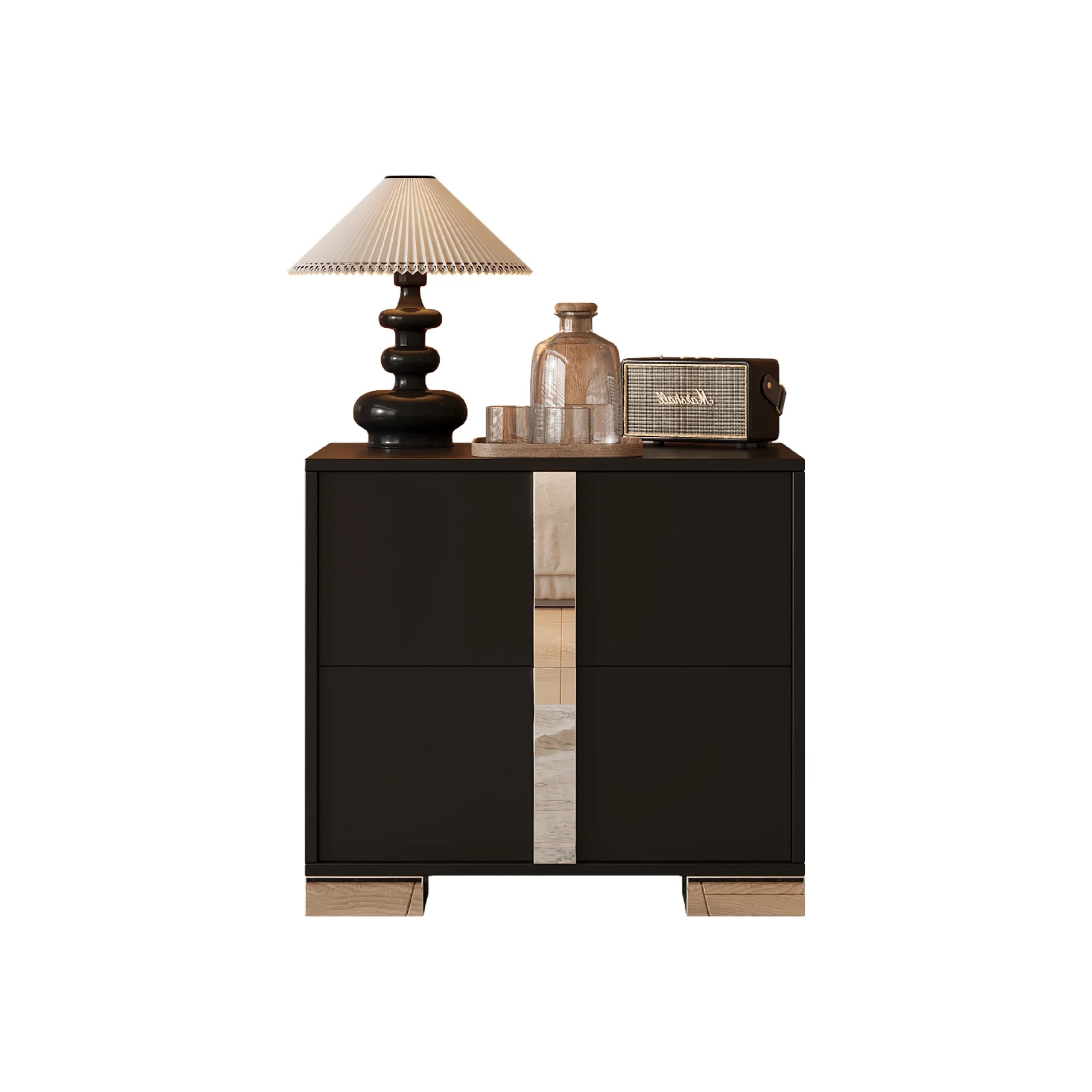 Elegant Nightstand with Metal Handle, Mirrored Bedside Table with 2 Drawers for Bedroom, Living Room, End Sofa Side Table for Living Room, Office, White - Image 11