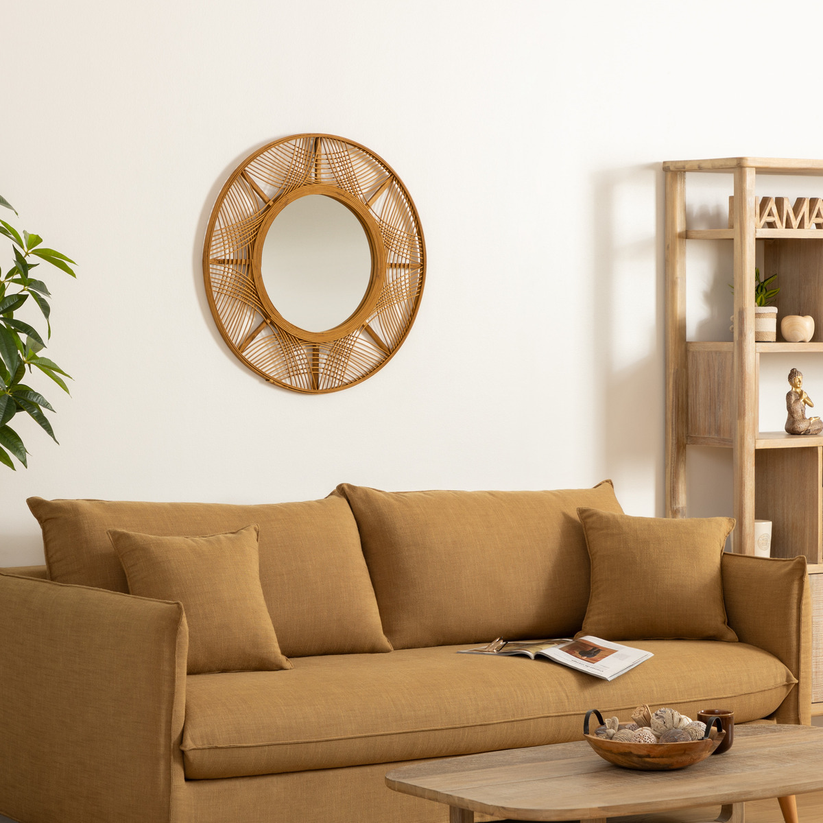 Mirror"Ina" Bamboo, D.70 cm